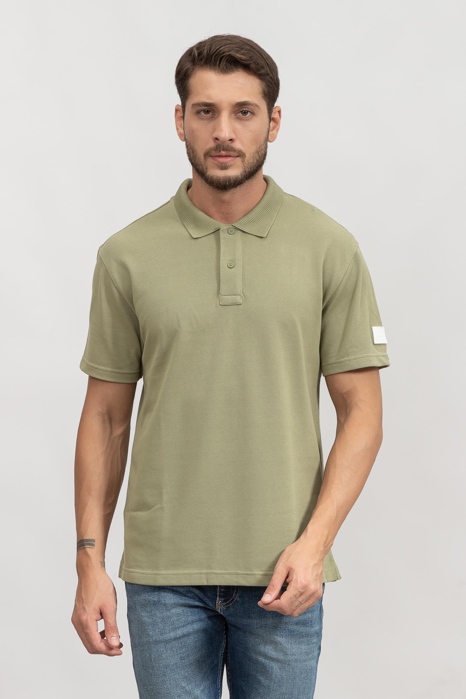 Calvin Klein Monogram Badge Relaxed Polo Erkek Polo Yaka T-Shirt