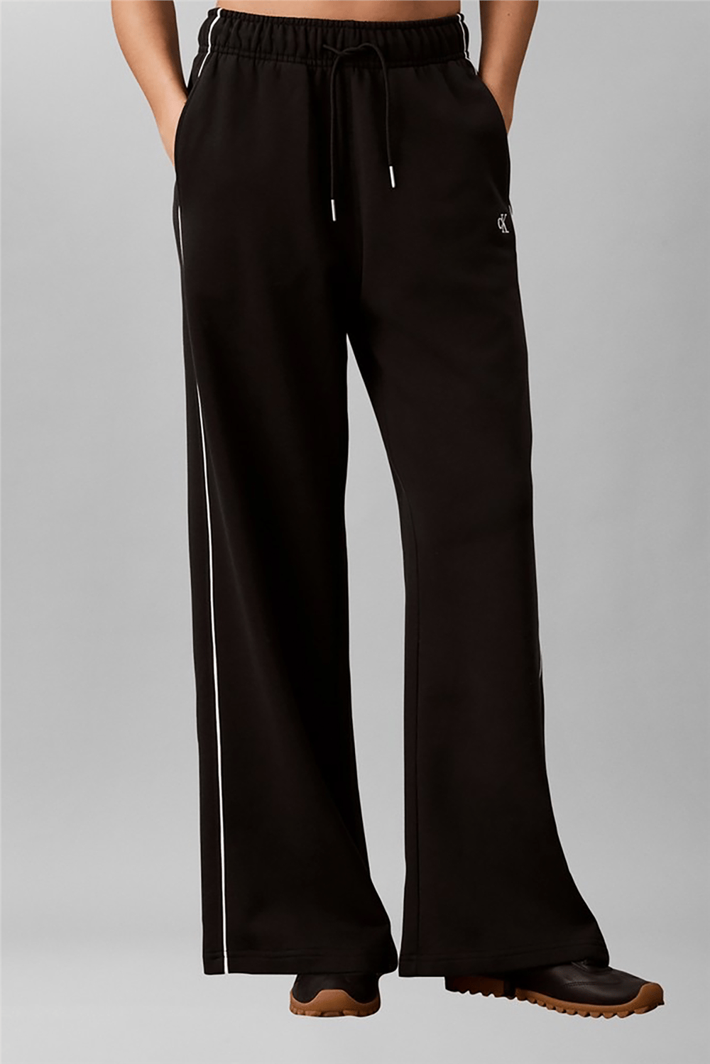 Calvin Klein Monogram Terry Contrast Piping P Kadın Eşofman Altı Siyah