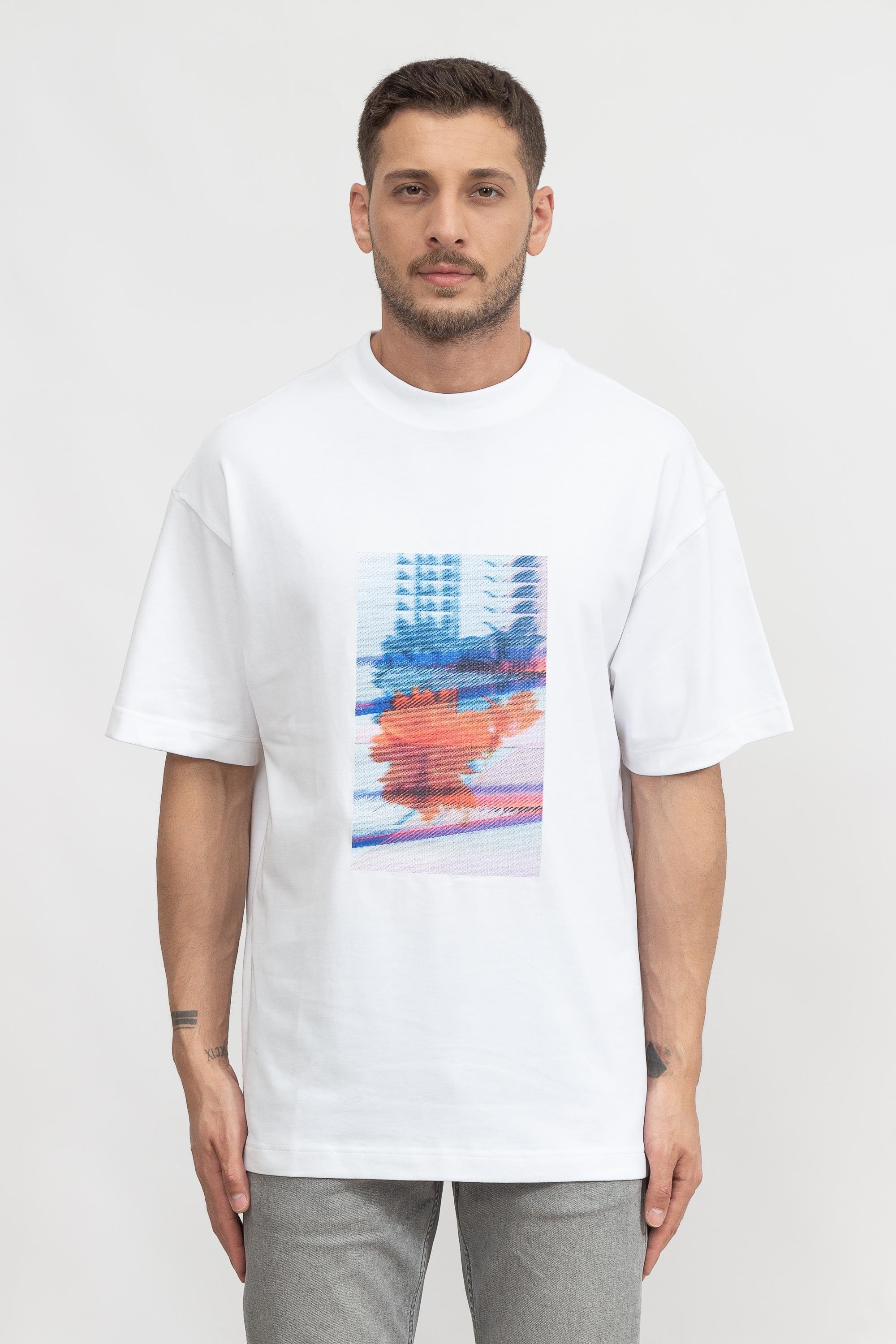 Calvin Klein Motion Floral Graphic Erkek Bisiklet Yaka T-Shirt