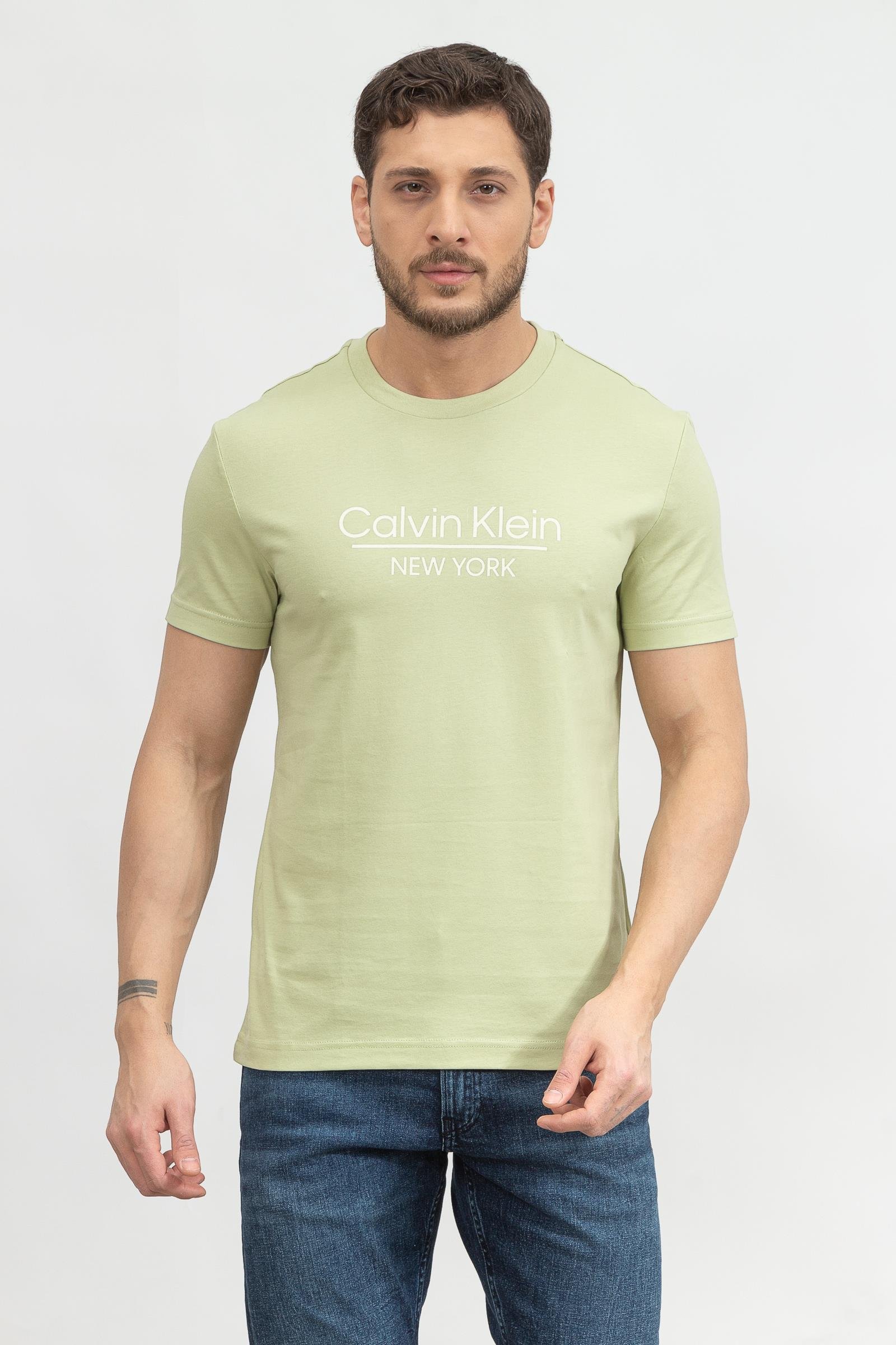 Calvin Klein New York Logo Erkek Bisiklet Yaka T-Shirt