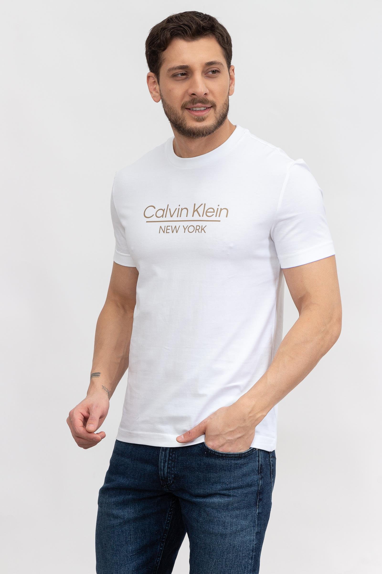 Calvin Klein New York Logo Erkek Bisiklet Yaka T-Shirt