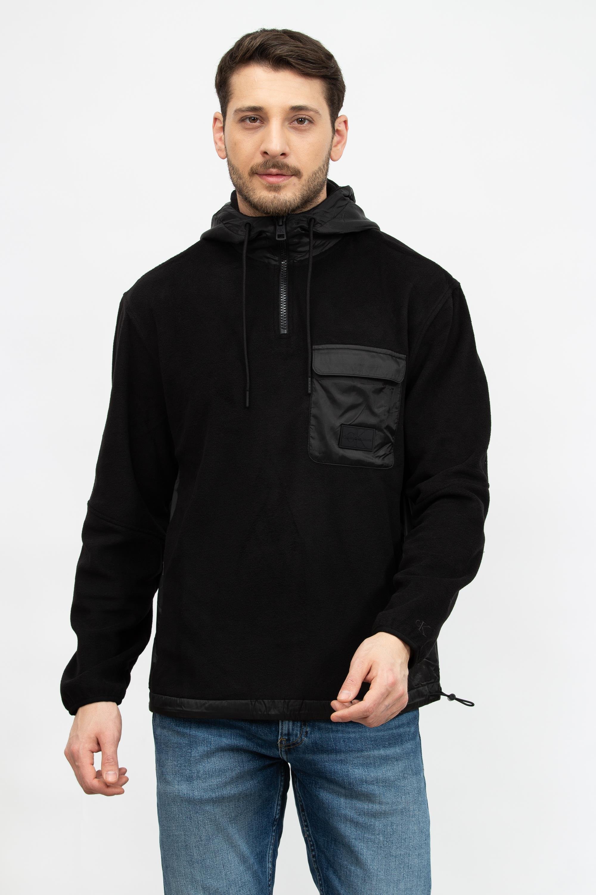 Calvin Klein Polar Fleece Mix Media Hoodie Erkek Kapüşonlu Sweatshirt