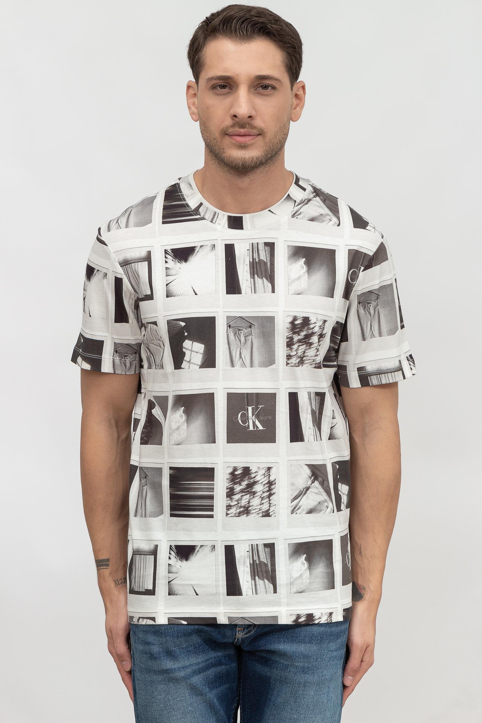 Calvin Klein Polaroid Erkek Bisiklet Yaka T-Shirt