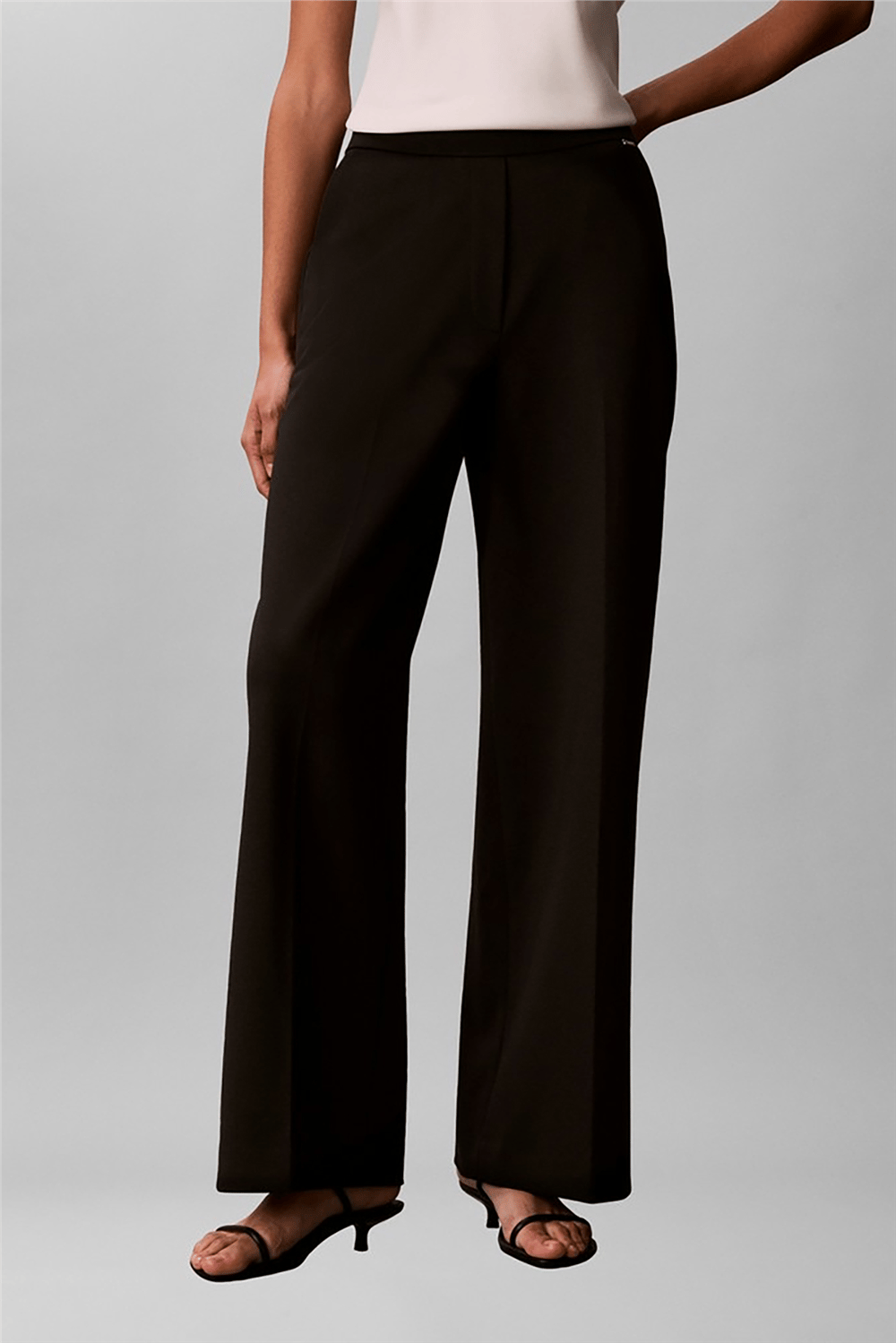 Calvin Klein Ponte Wide Leg Pant (internal Ew Kadın Pantolon Siyah