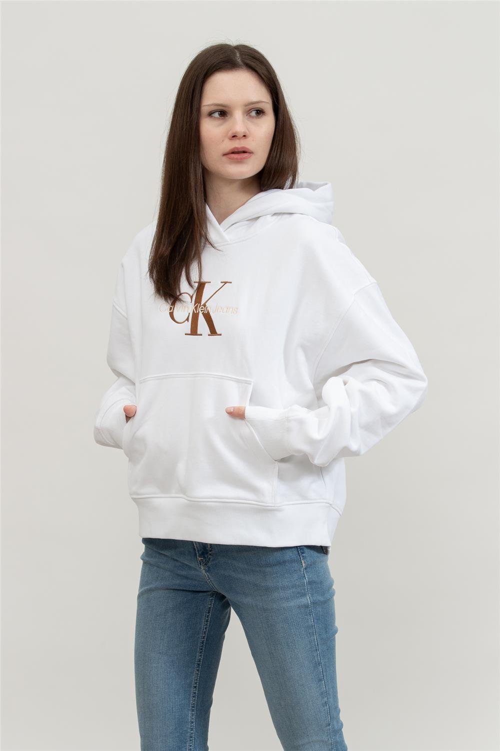 Calvin Klein Premium Monologo Kadın Kapüşonlu Sweatshirt