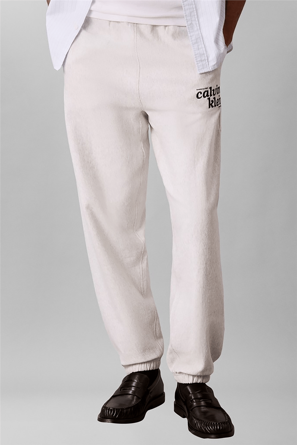 Calvin Klein Premium Terry Graphic Jogger Erkek Eşofman Altı Beyaz
