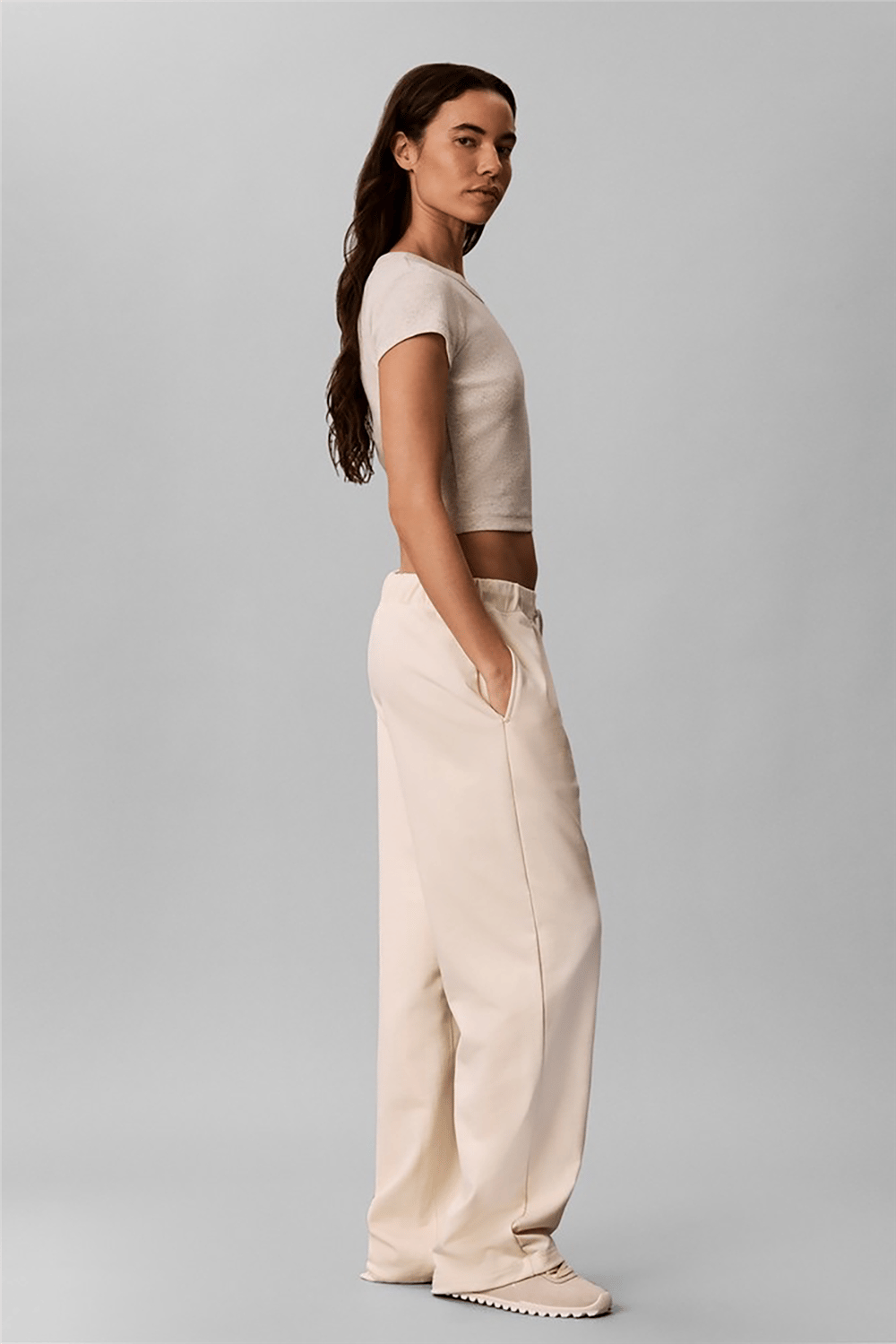 Calvin Klein Premium Terry Script Logo Pant Kadın Eşofman Altı Bej