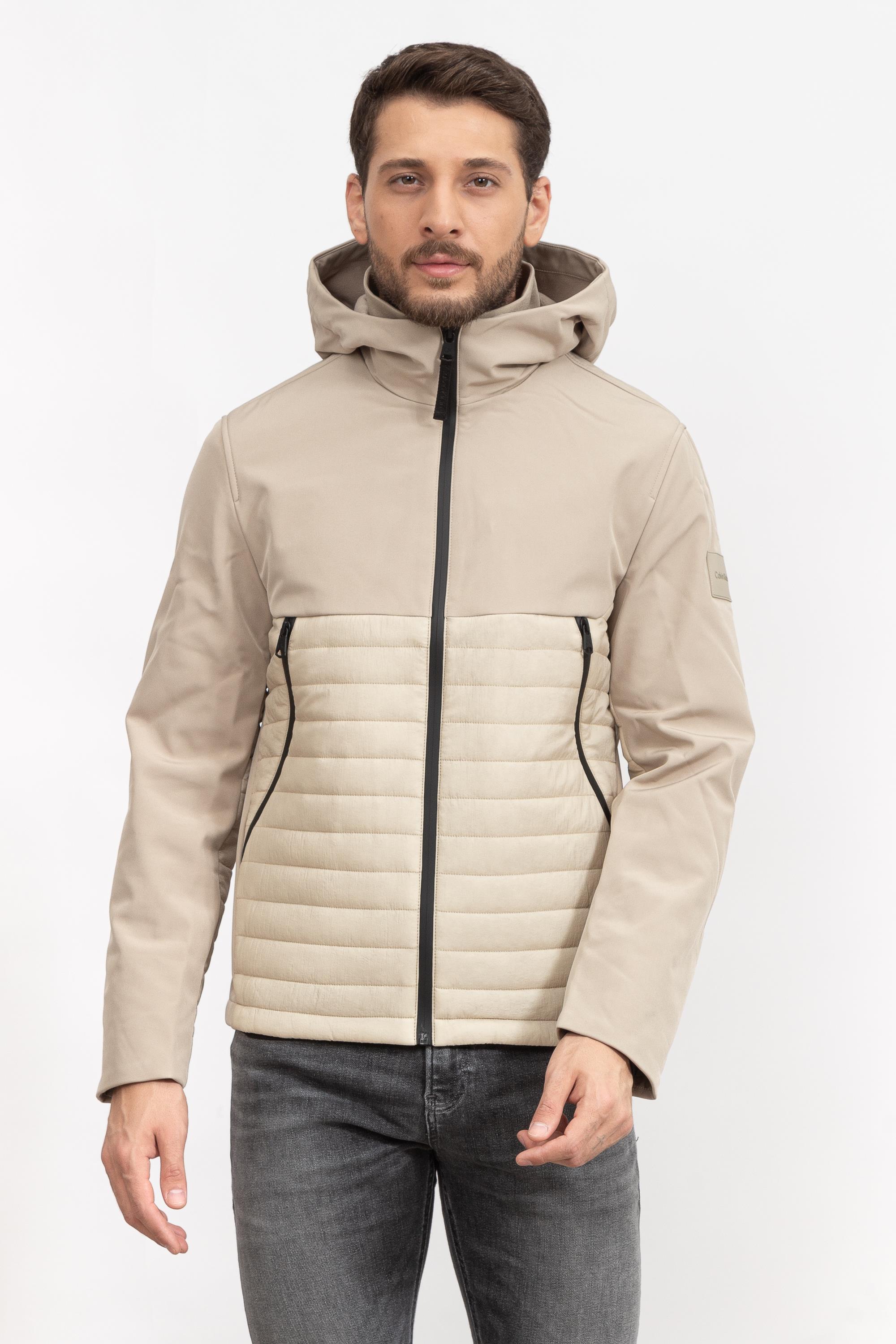 Calvin Klein Quilted Mix Media Hood Erkek Mont