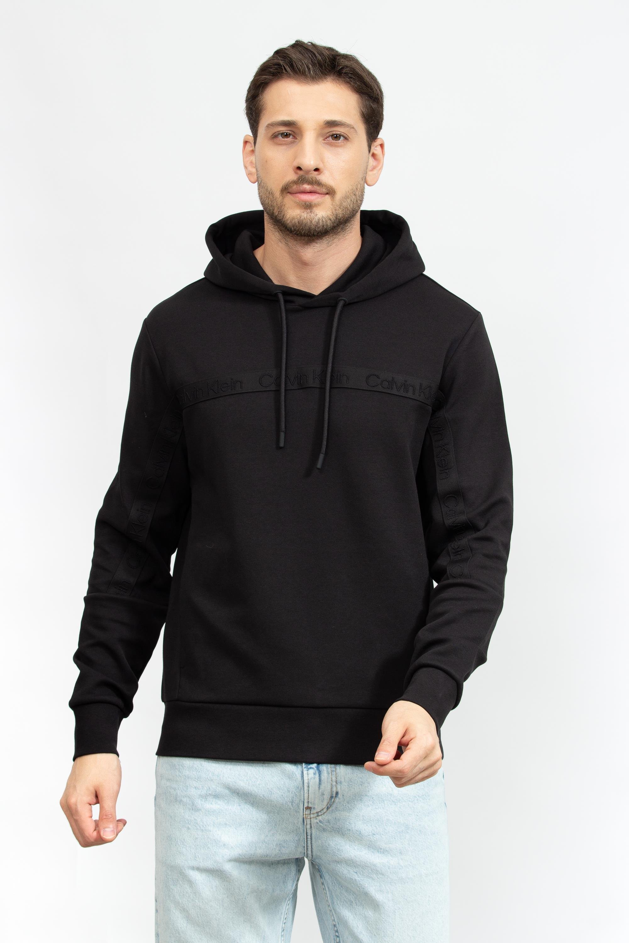 Calvin Klein Raised Logo Tape Erkek Kapüşonlu Sweatshirt