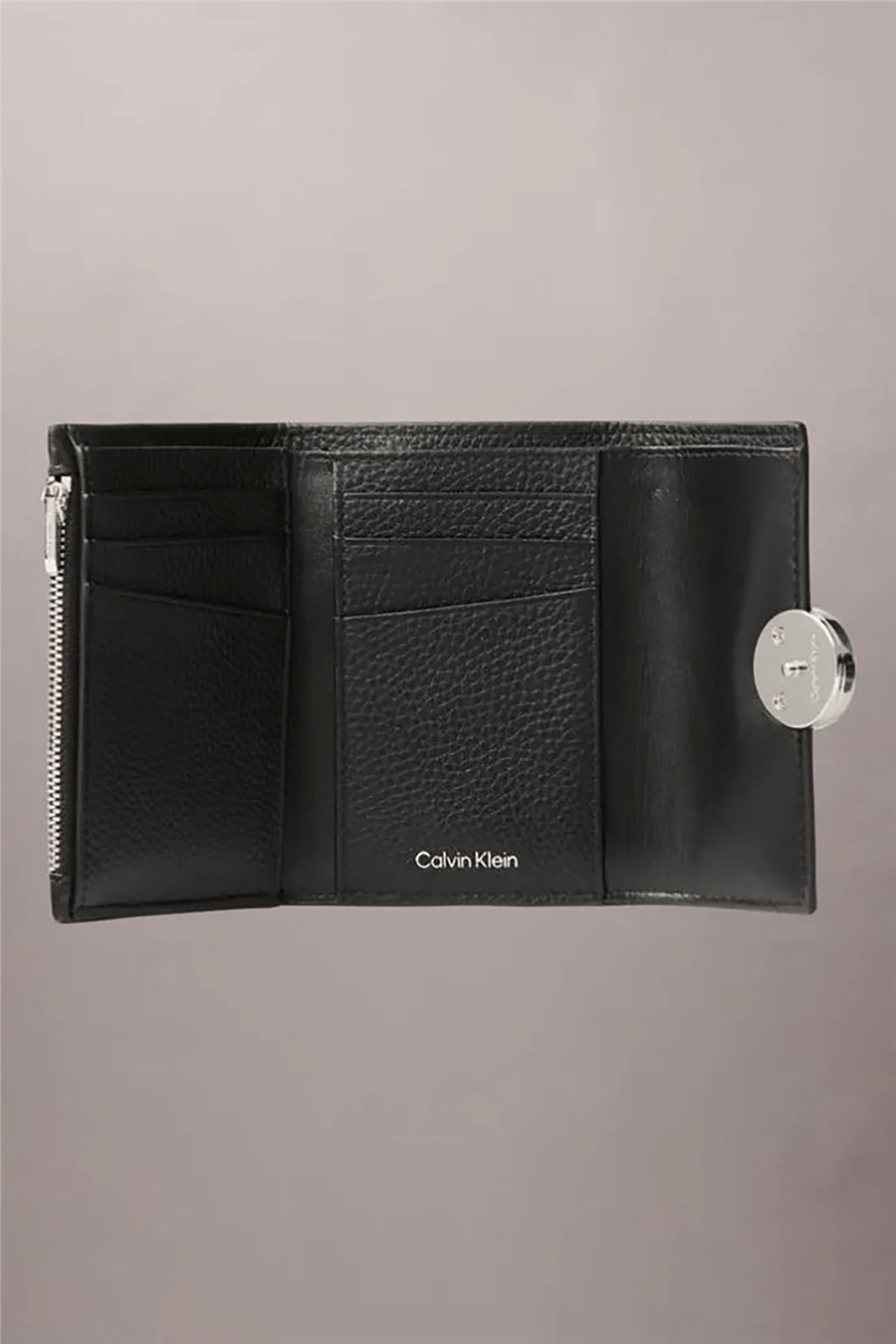 Calvin Klein Round Hw Pebble Trifold Kadın Cüzdan Siyah