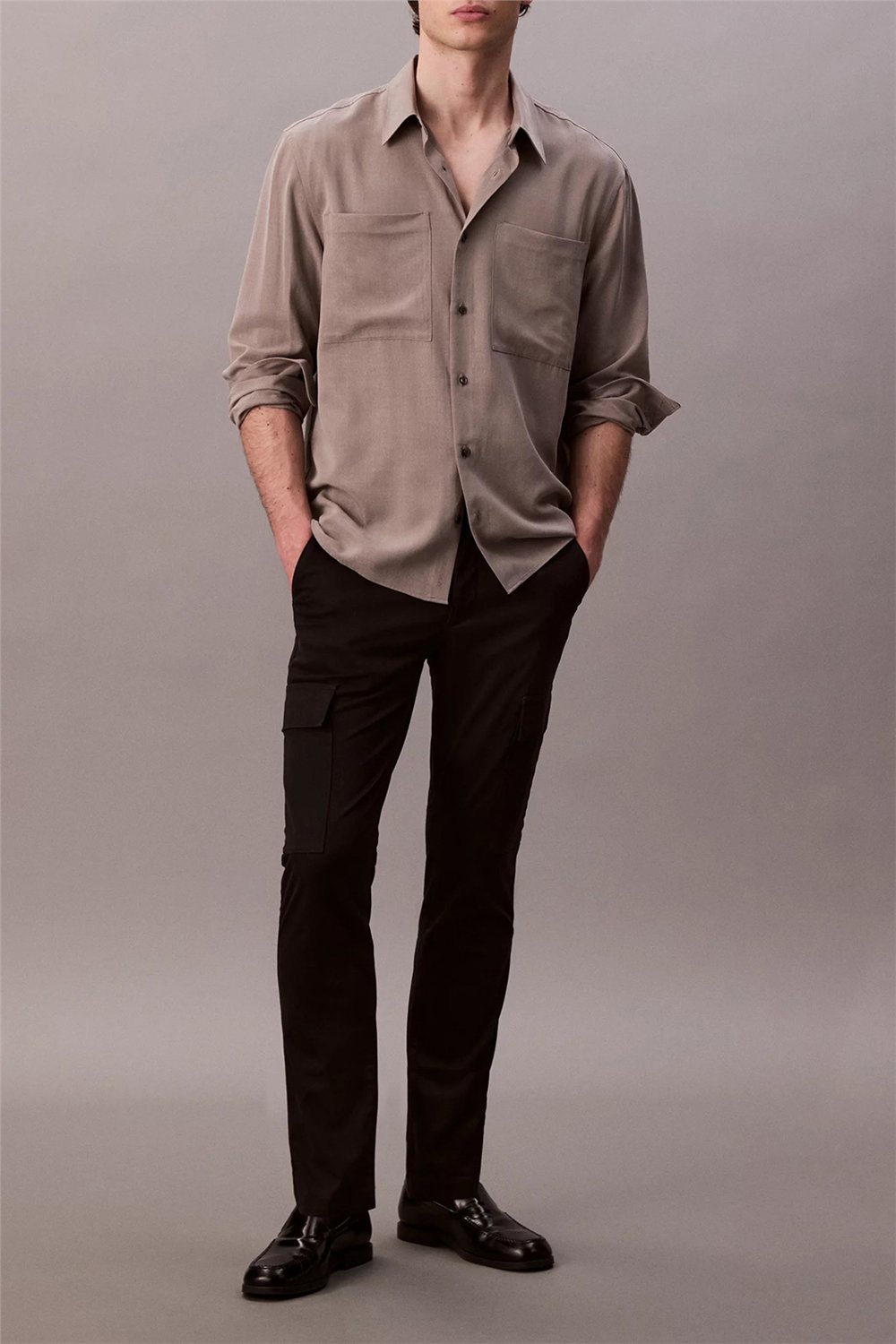 Calvin Klein Slim Cotton Stretch Cargo Erkek Kargo Pantolon Siyah