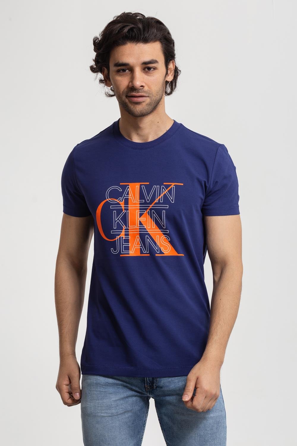 Calvin Klein Slim Fit Grafik Logo Baskılı Erkek Kısa Kollu T-Shirt