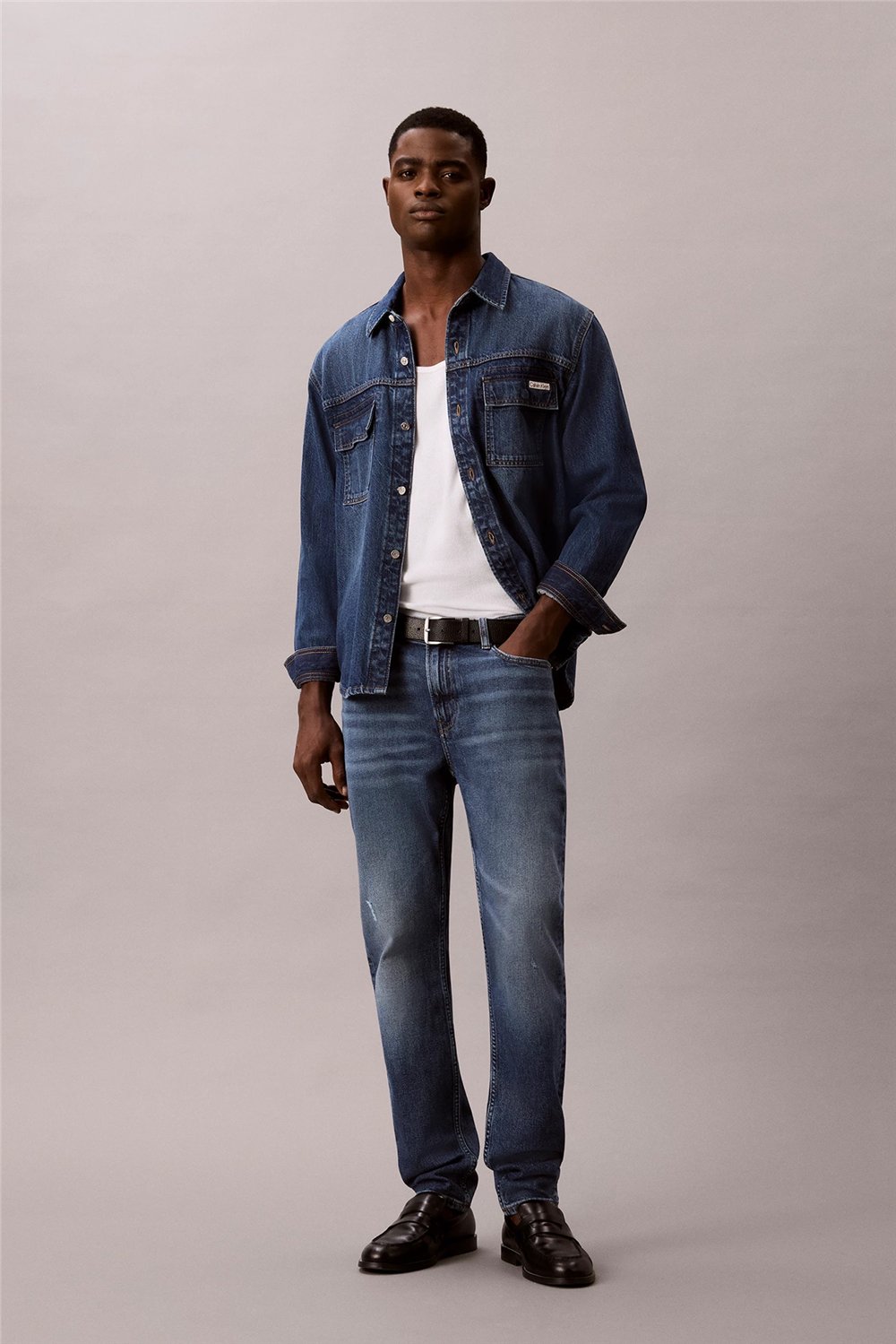 Calvin Klein Slim Taper Faded Ck Blue Lt Wt J Erkek Jean Pantolon