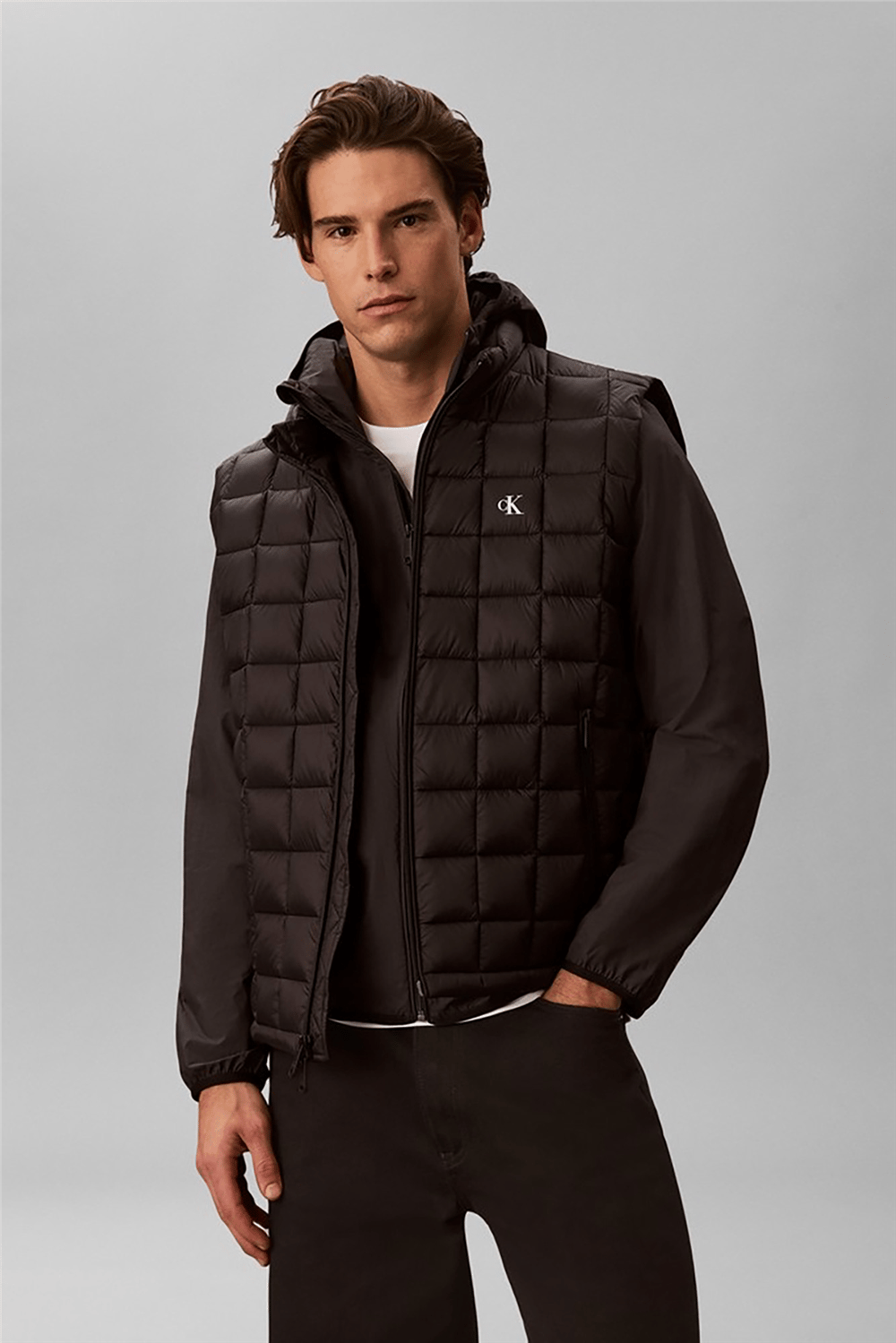 Calvin Klein Slvss Ultraltwt Nylon Quilted Pu Erkek Mont Siyah