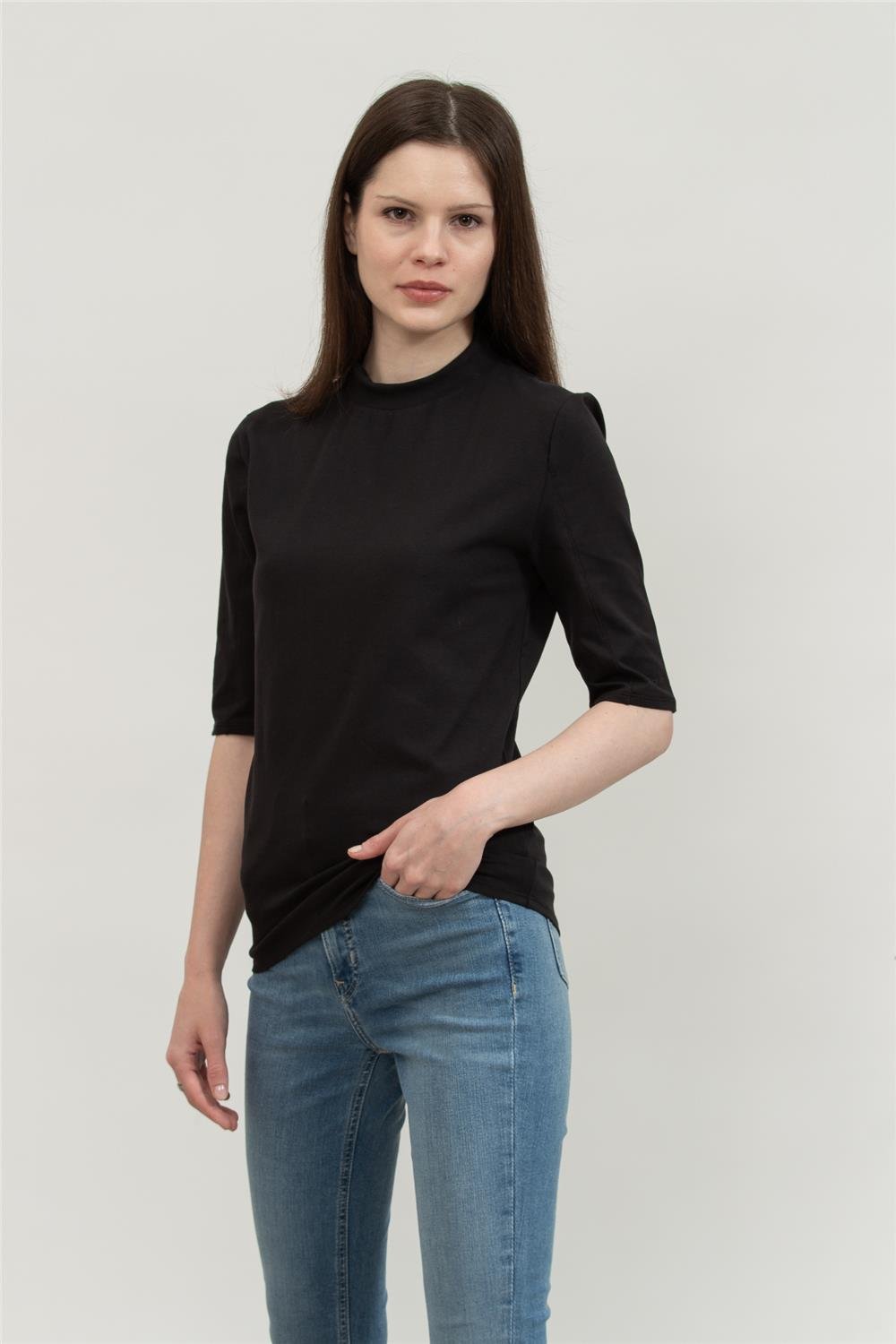 Calvin Klein Smooth Cotton Stretch Mock Top Kadın Kapüşonlu Sweatshirt