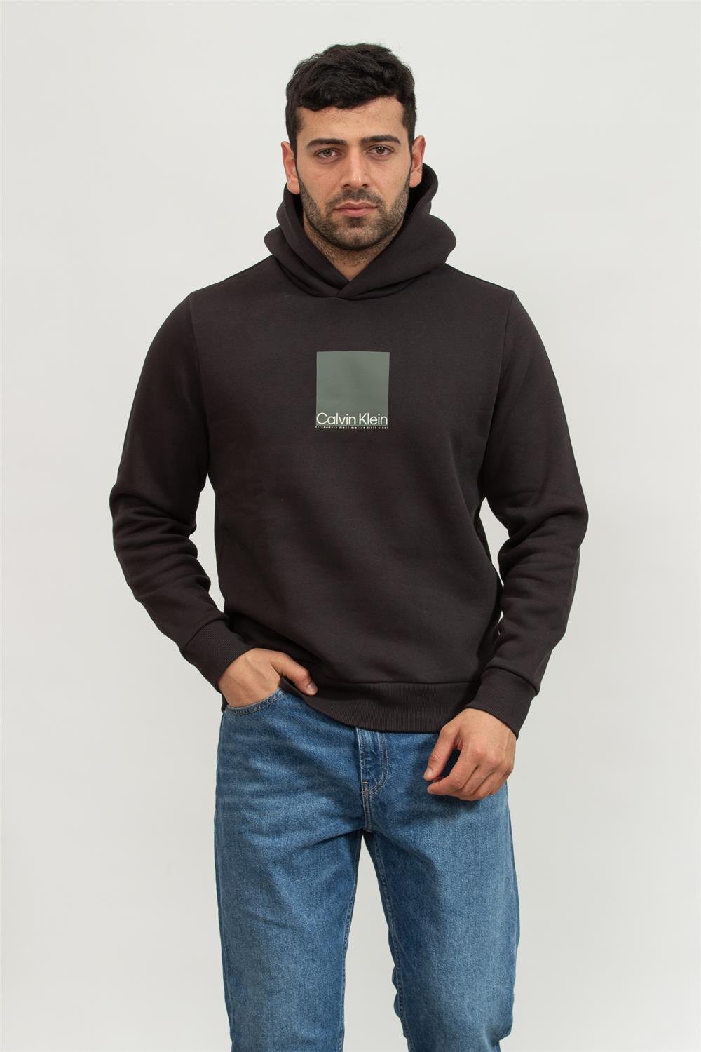Calvin Klein Square Logo Erkek Kapüşonlu Sweatshirt