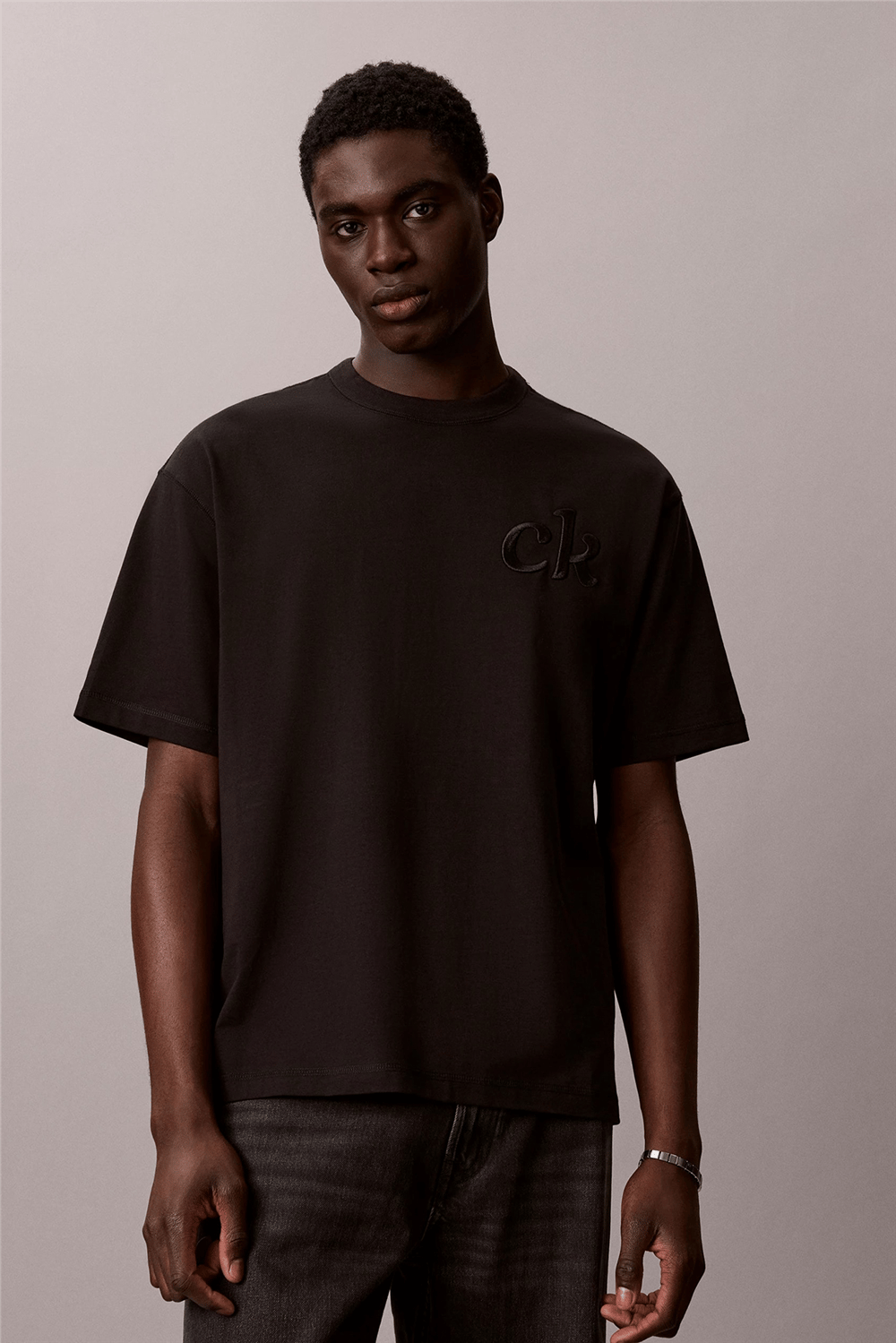 Calvin Klein Ss 16S Aug Calvin Kln Trvl Graph Erkek Bisiklet Yaka T-Shirt Siyah