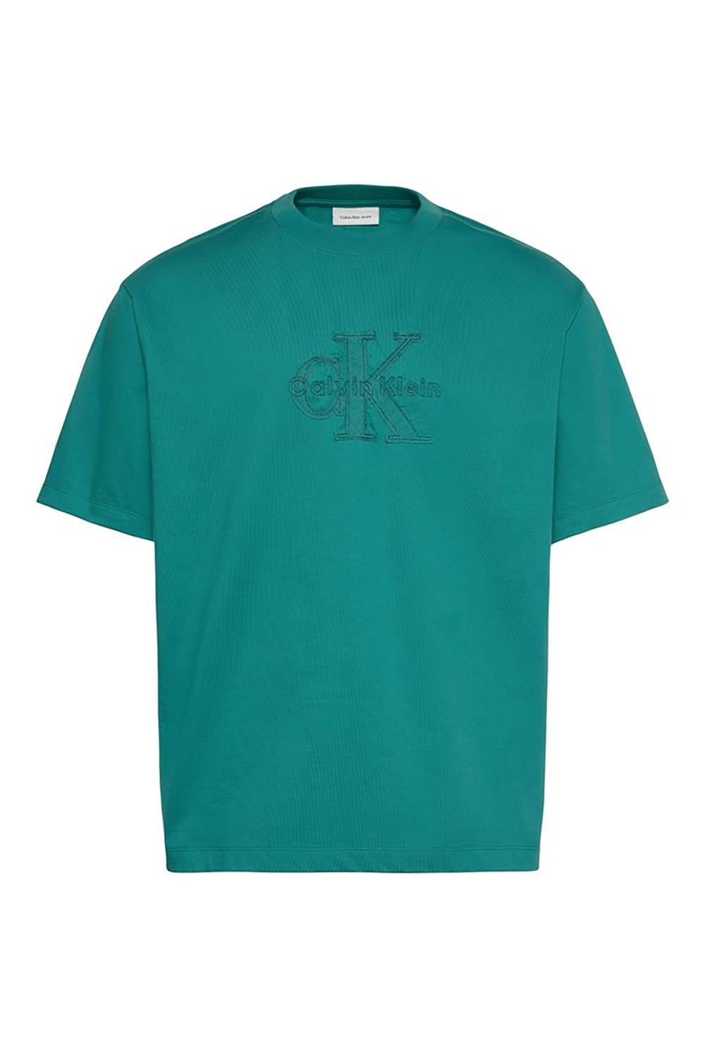 Calvin Klein Ss 16S Linen Applique Monologo T Erkek Bisiklet Yaka T-Shirt