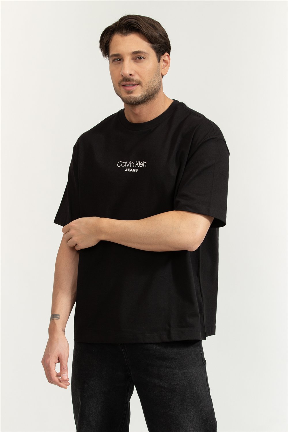 Calvin Klein SS 16S Rlxd Fit CKJ Graphic Tee Erkek Bisiklet Yaka T-Shirt