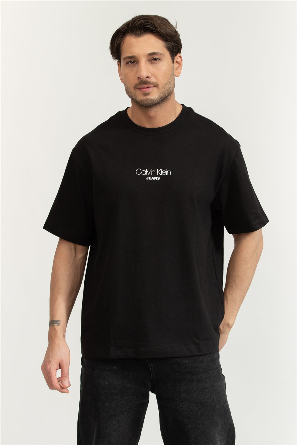 Calvin Klein SS 16S Rlxd Fit CKJ Graphic Tee Erkek Bisiklet Yaka T-Shirt