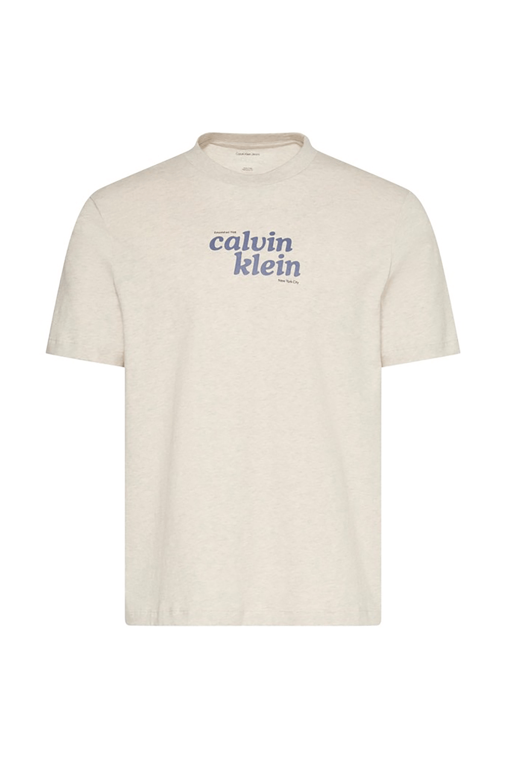 Calvin Klein Ss 20S Calvinklein Trvl Font Gra Erkek Bisiklet Yaka T-Shirt Gri
