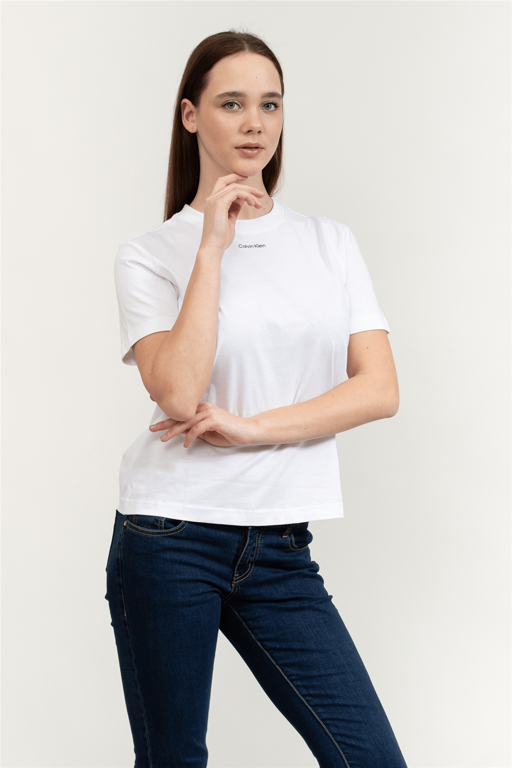 Calvin Klein SS 20S Classic Logo Tee Kadın Bisiklet Yaka T-Shirt