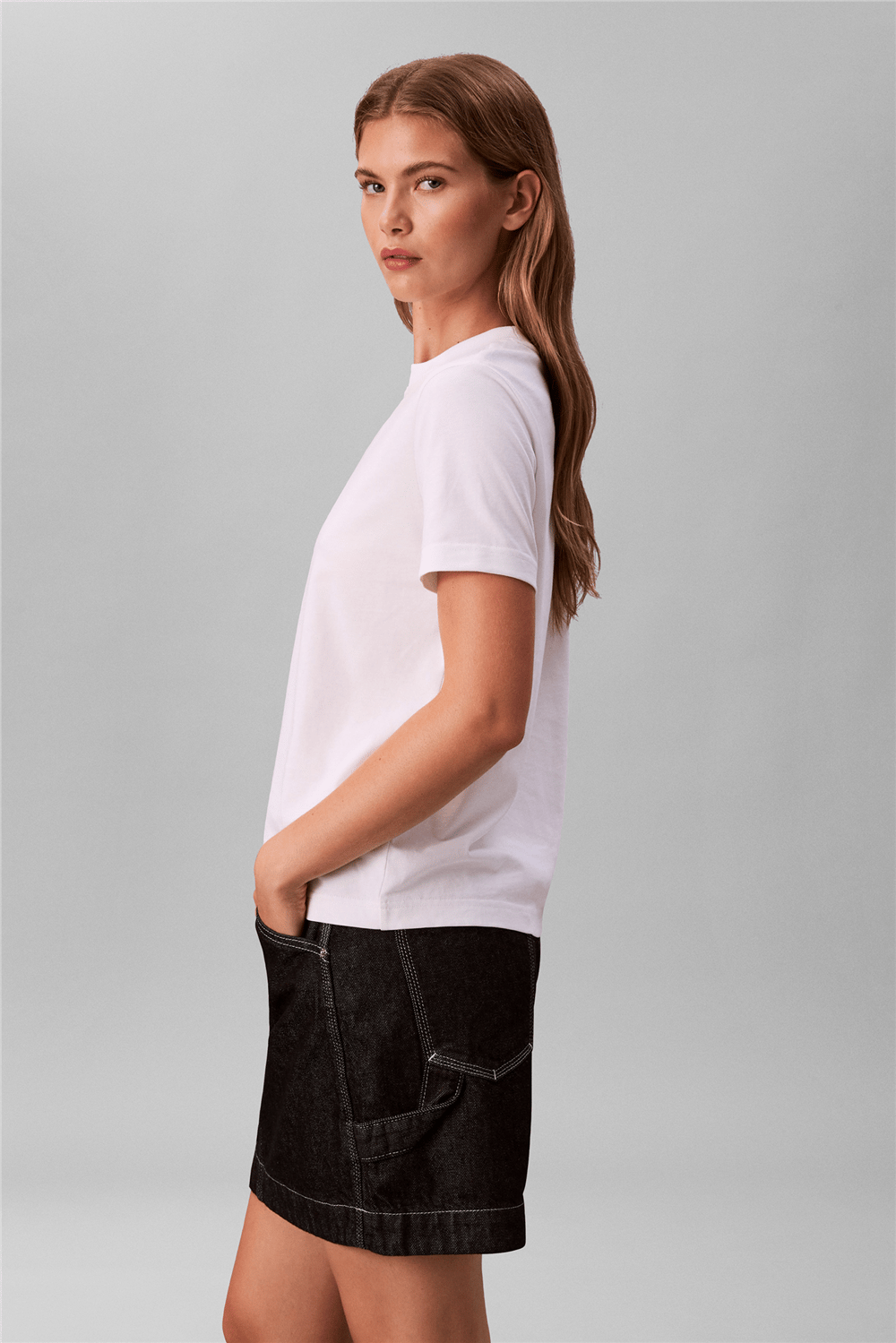Calvin Klein SS 20S Classic Logo Tee Kadın Bisiklet Yaka T-Shirt