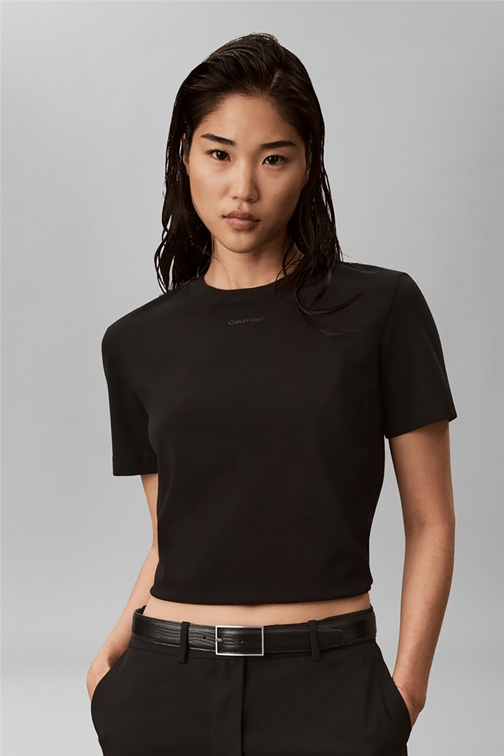 Calvin Klein Ss 20S Classic Seasonal Logo Tee Kadın Bisiklet Yaka T-Shirt Siyah