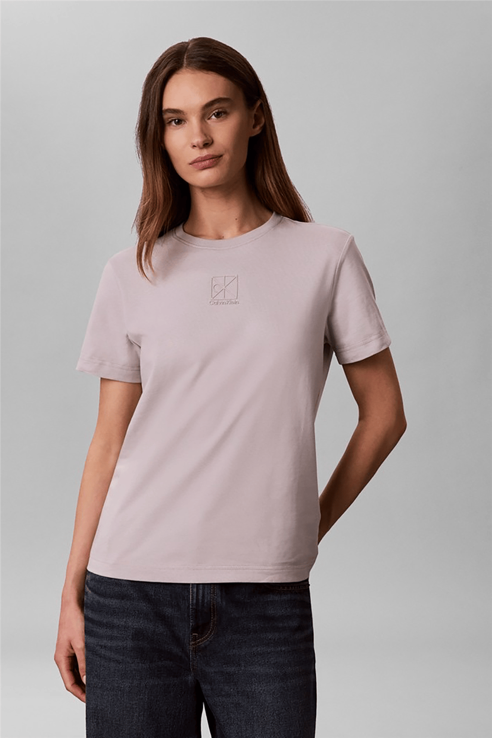 Calvin Klein Ss 20S Jersey Emblem Crew Tee Kadın Bisiklet Yaka T-Shirt