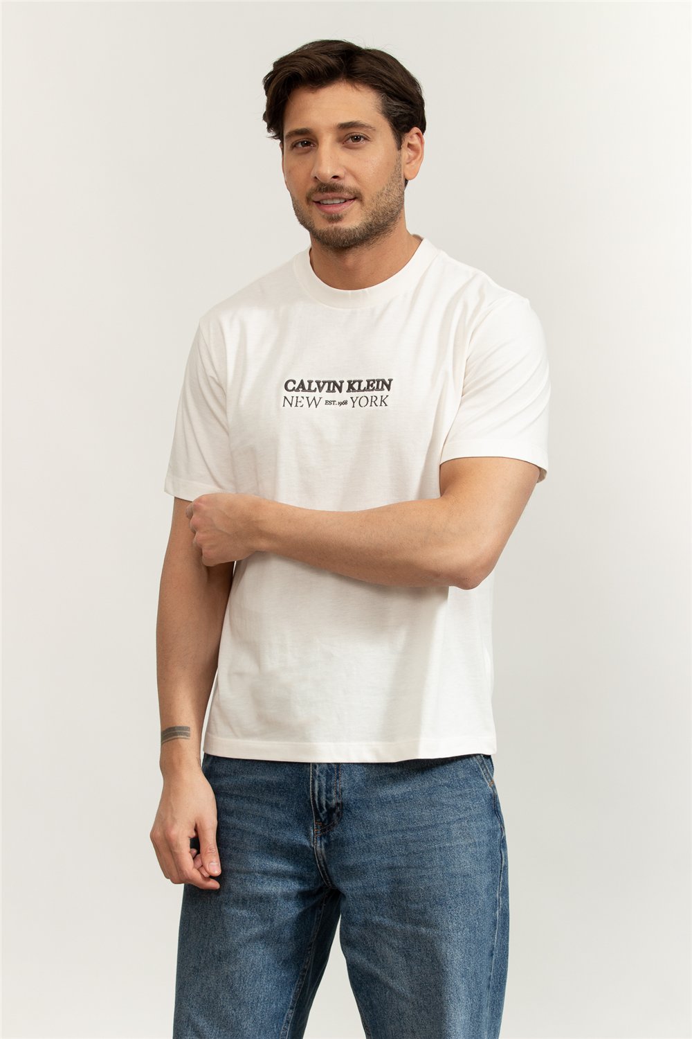 Calvin Klein SS 20S Whsl SP Cklein Ny Graphic Erkek Bisiklet Yaka T-Shirt