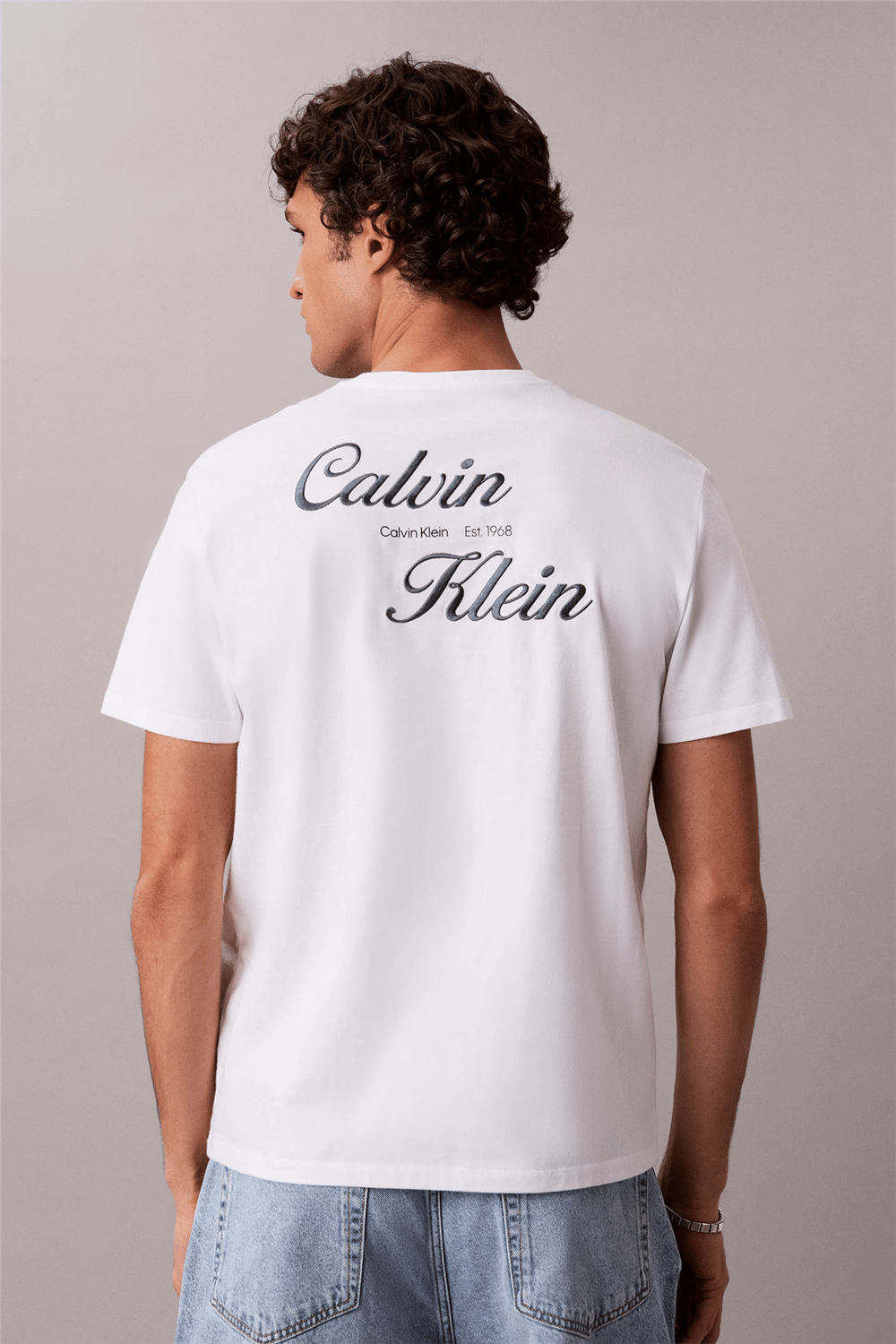 Calvin Klein Ss 30S Eu Calvin Klein Resrt Gra Erkek Bisiklet Yaka T-Shirt Beyaz