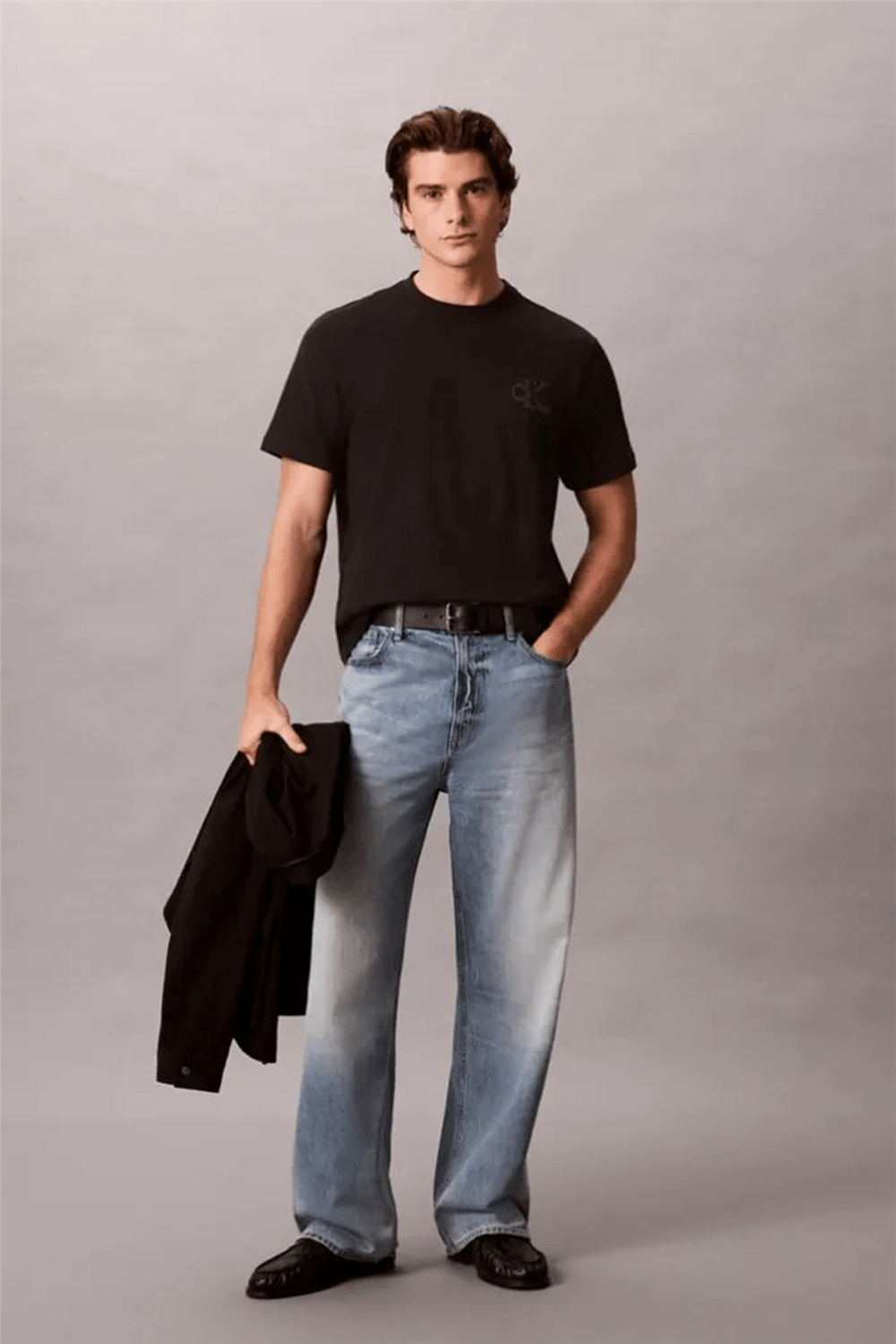 Calvin Klein Ss 30S Jersey Easy Monogram Puff Erkek Bisiklet Yaka T-Shirt Siyah