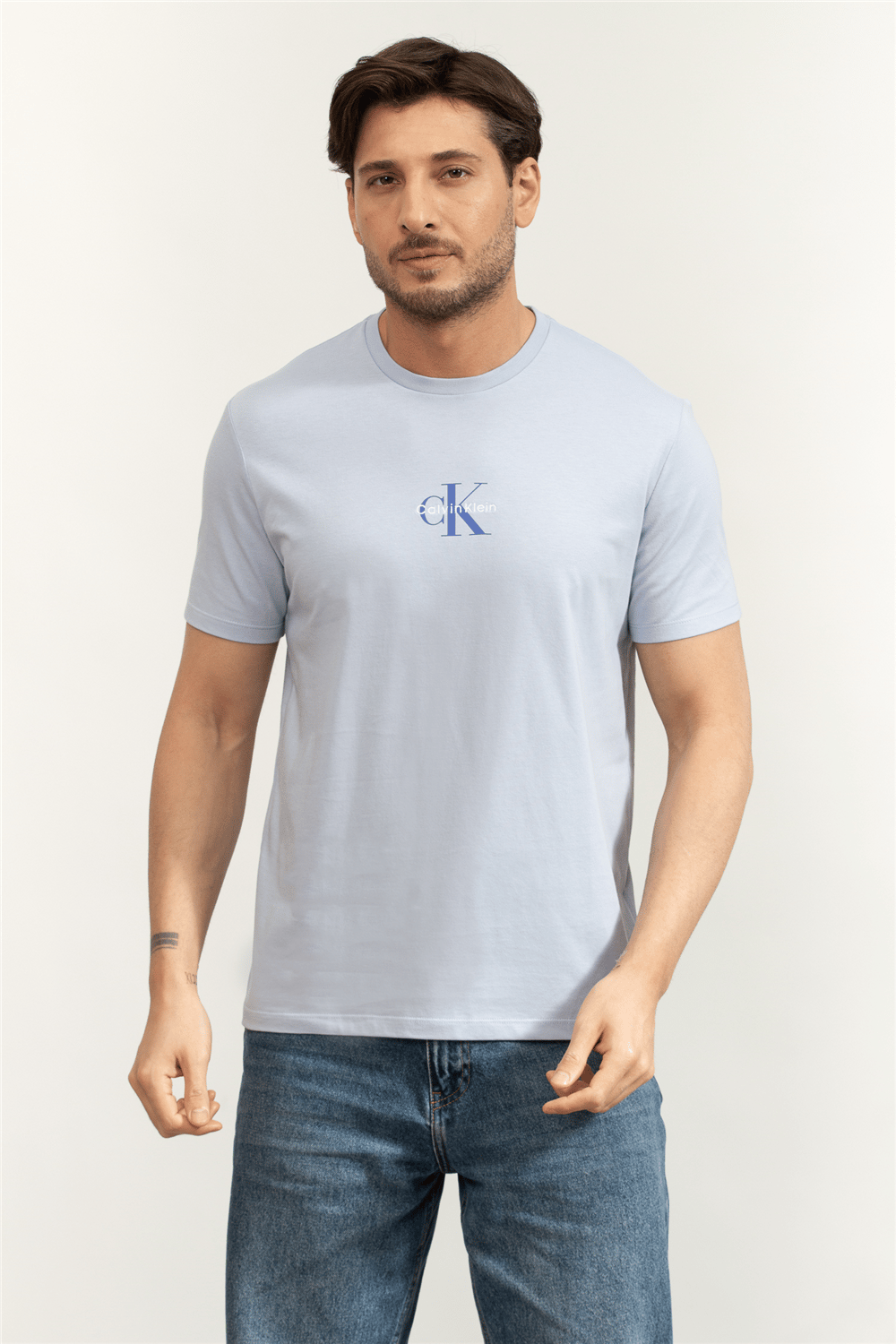 Calvin Klein SS 30S Micro Monologo Graphic Te Erkek Bisiklet Yaka T-Shirt