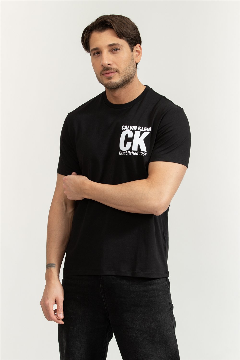 Calvin Klein SS 30S Whsl SP CK Corner Graphic Erkek Bisiklet Yaka T-Shirt