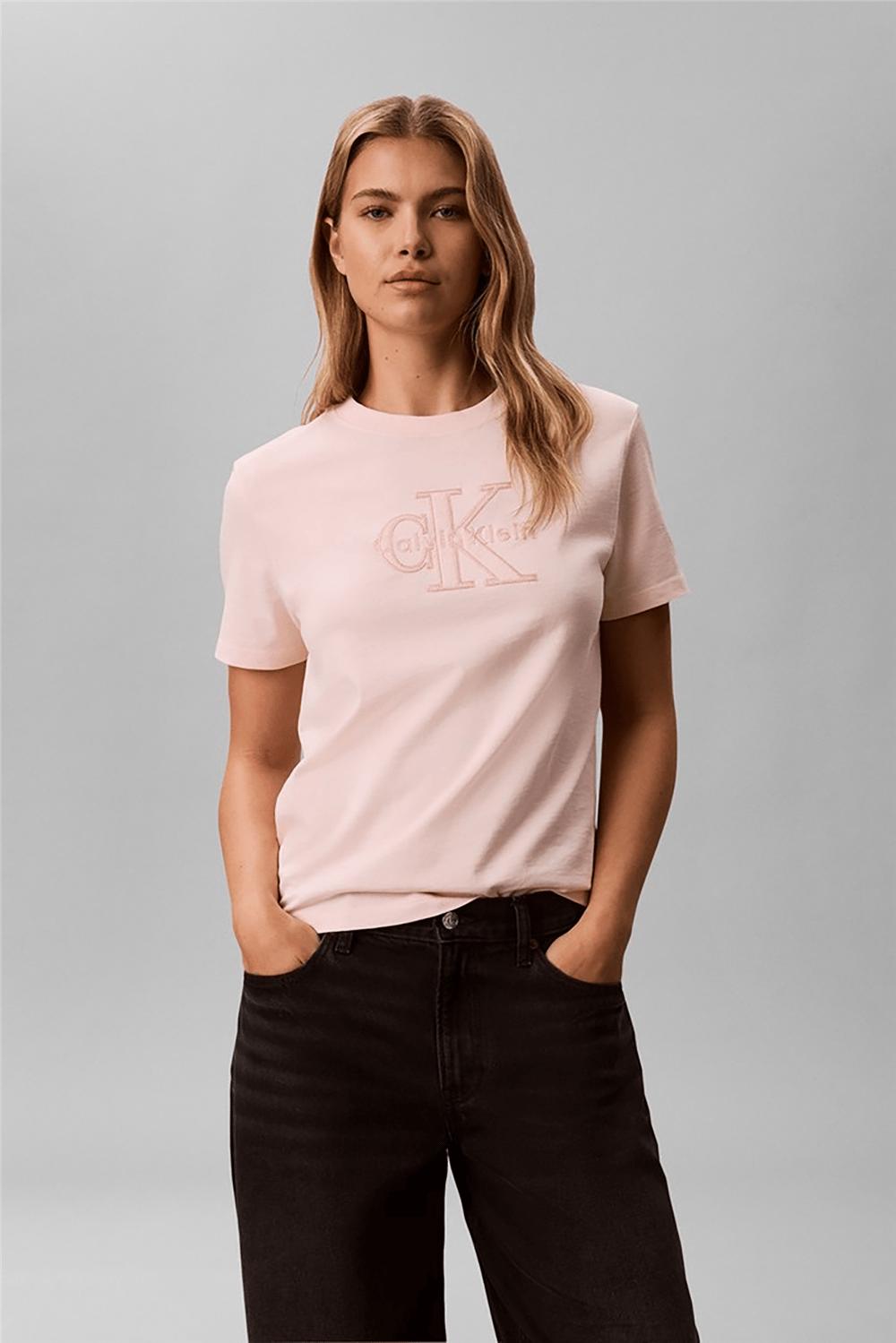 Calvin Klein Ss Baby Terry Hero Monologo Tee Kadın Bisiklet Yaka T-Shirt