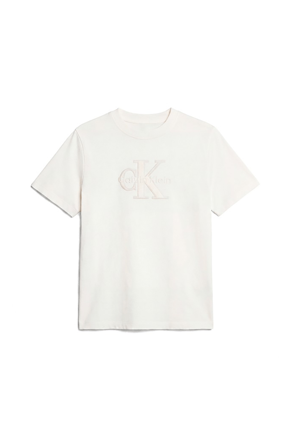 Calvin Klein Ss Baby Terry Hero Monologo Tee Kadın Bisiklet Yaka T-Shirt Beyaz