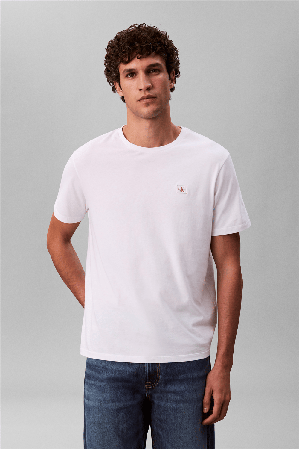 Calvin Klein Ss Badge 30S Jersey Erkek Bisiklet Yaka T-Shirt