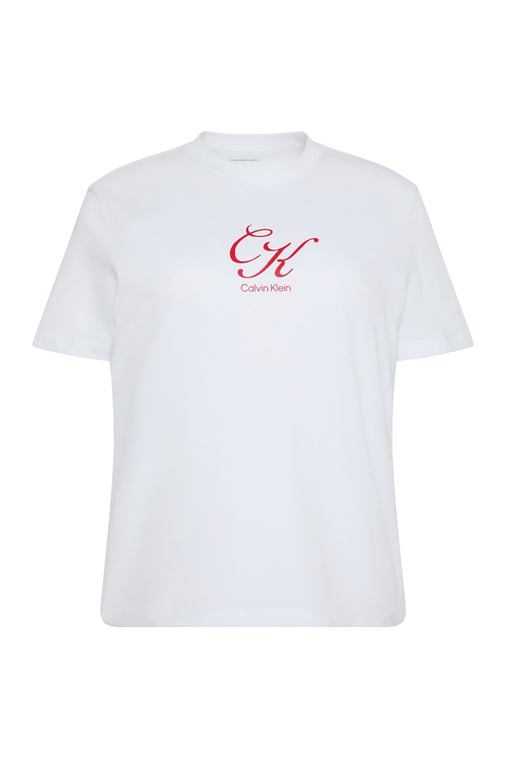 Calvin Klein Ss Classic Script initial Tee Kadın Bisiklet Yaka T-Shirt Beyaz