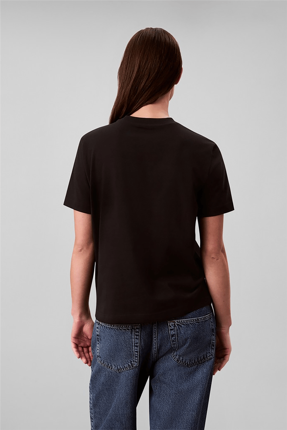 Calvin Klein Ss Classic Script Logo Tee Kadın Bisiklet Yaka T-Shirt Siyah