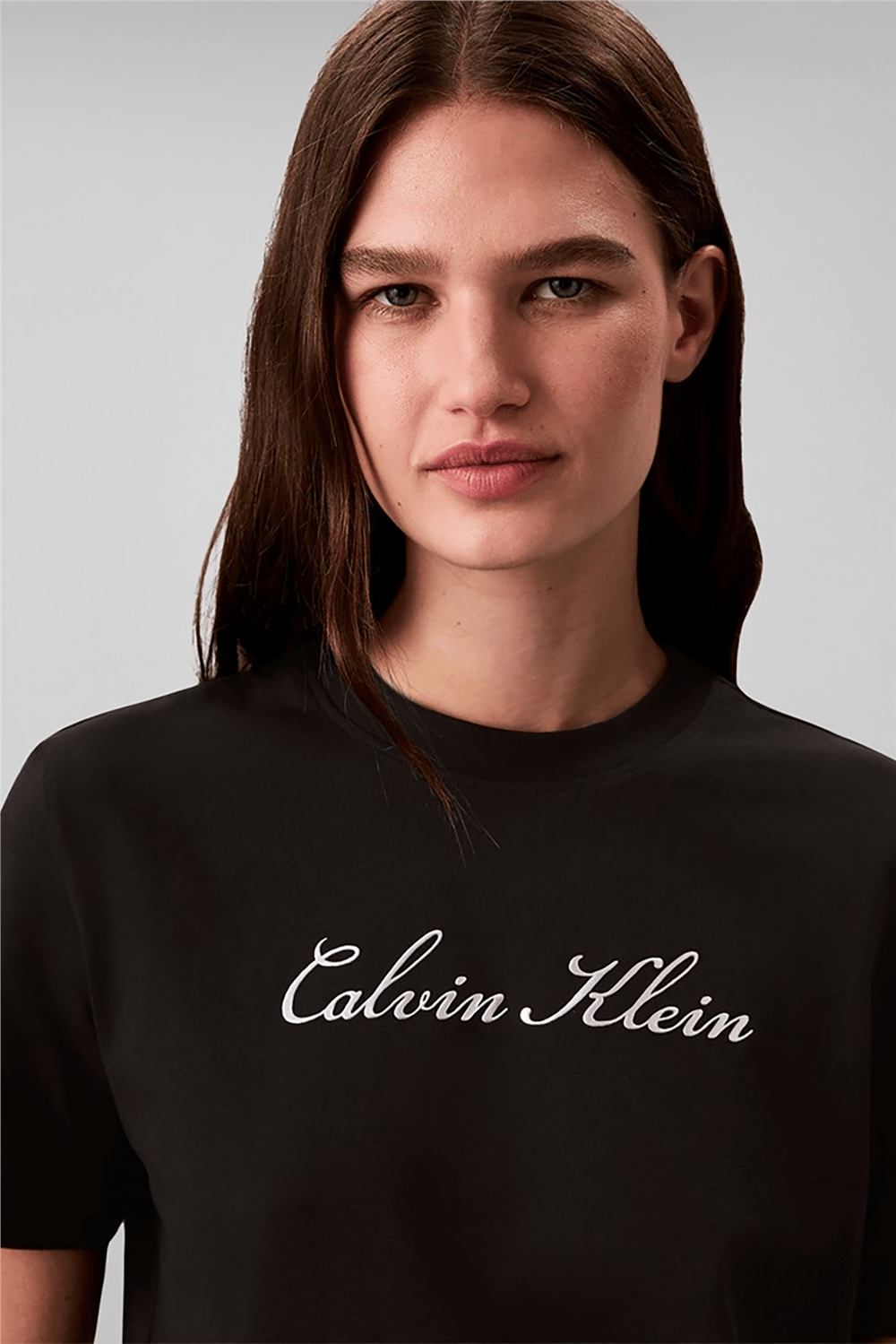 Calvin Klein Ss Classic Script Logo Tee Kadın Bisiklet Yaka T-Shirt Siyah