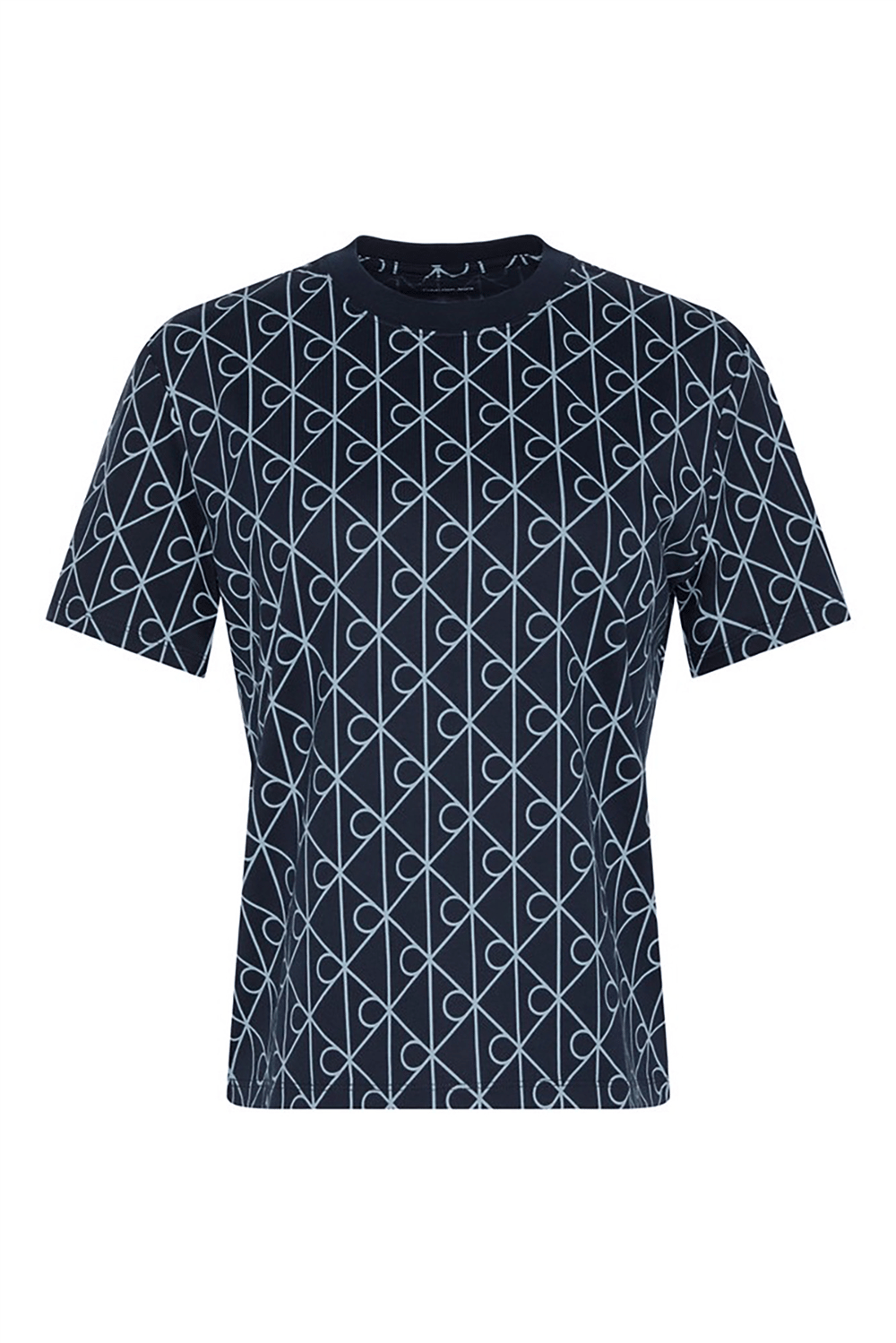 Calvin Klein Ss Classic Seasonal Aop Tee Kadın Bisiklet Yaka T-Shirt Lacivert