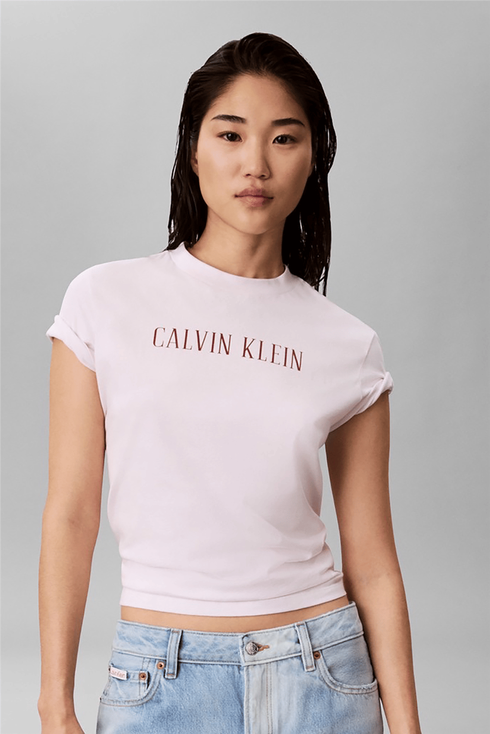 Calvin Klein Ss Classic Varsity Logo Tee Kadın Bisiklet Yaka T-Shirt