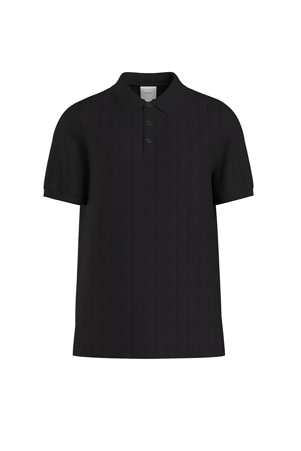 Calvin Klein Ss Dbl Merc Emblem Aop Polo Erkek Polo Yaka Triko Siyah