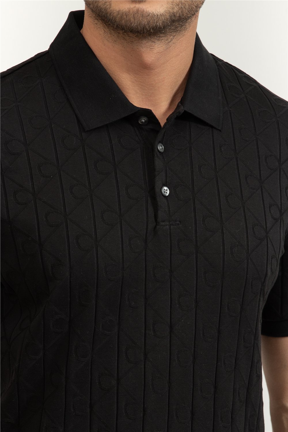 Calvin Klein SS DBL Mercerized Emblem Jacquar Erkek Polo Yaka Triko