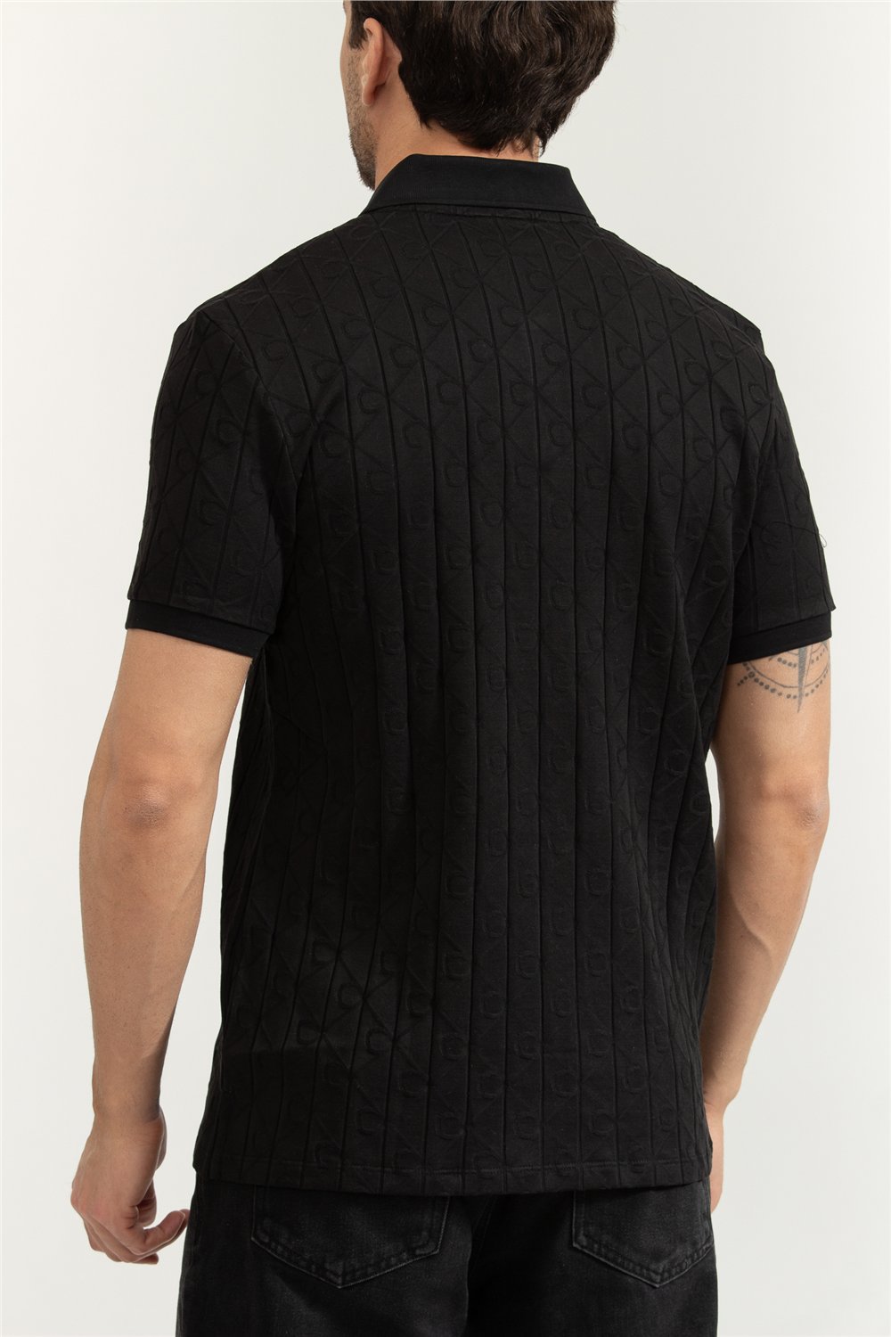 Calvin Klein SS DBL Mercerized Emblem Jacquar Erkek Polo Yaka Triko