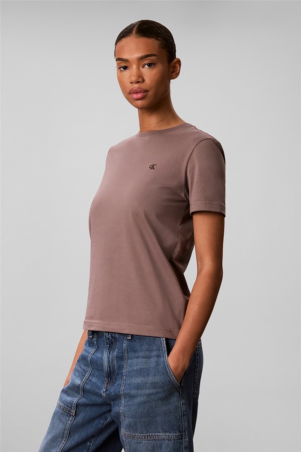 Calvin Klein Ss Monogram Crew Tee Kadın Bisiklet Yaka T-Shirt