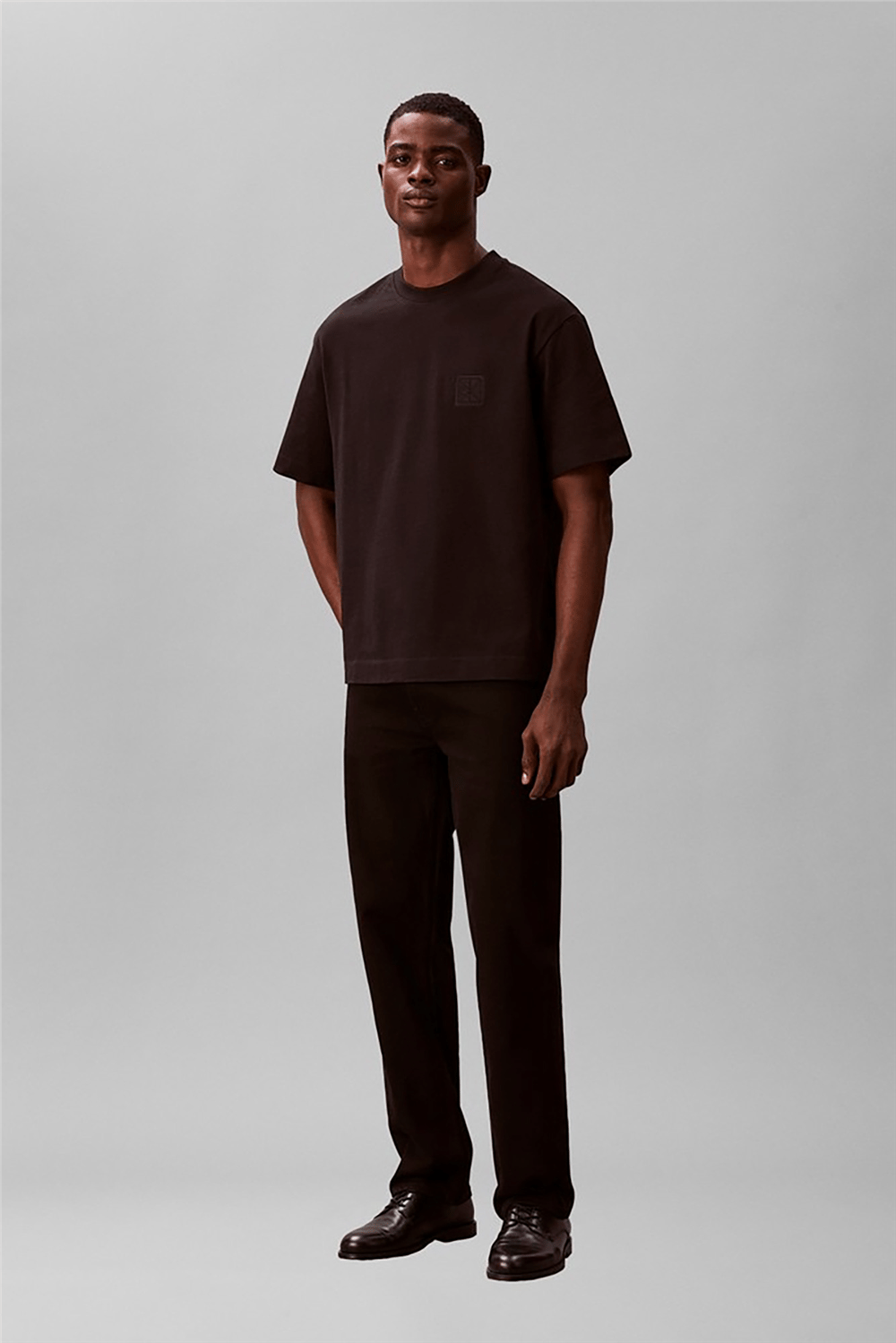 Calvin Klein Ss Rlxd 16S Embrd Twill Emblem T Erkek Bisiklet Yaka T-Shirt Siyah