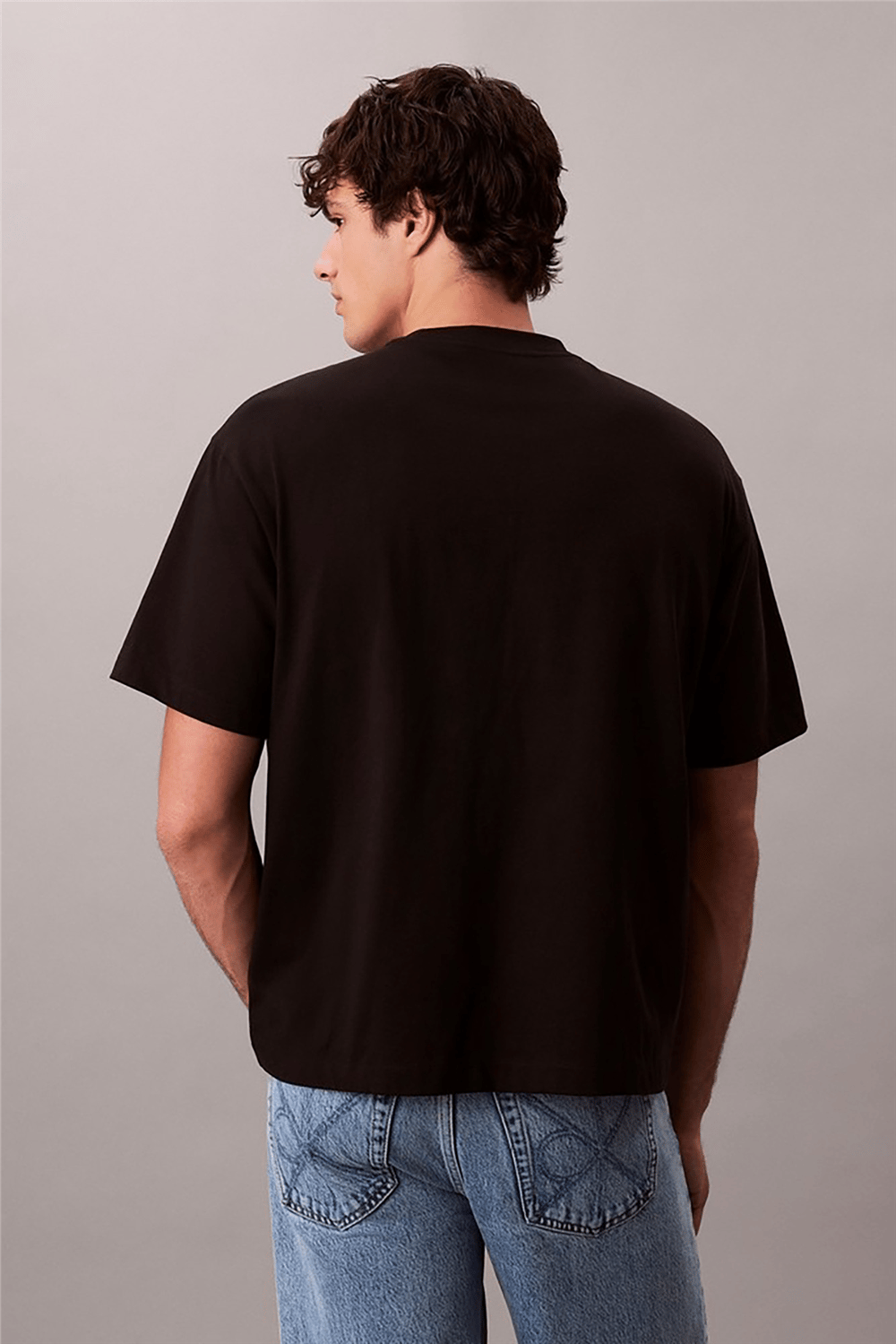 Calvin Klein Ss Rlxd 16S Std Logo Crewnk Tee Erkek Bisiklet Yaka T-Shirt Siyah
