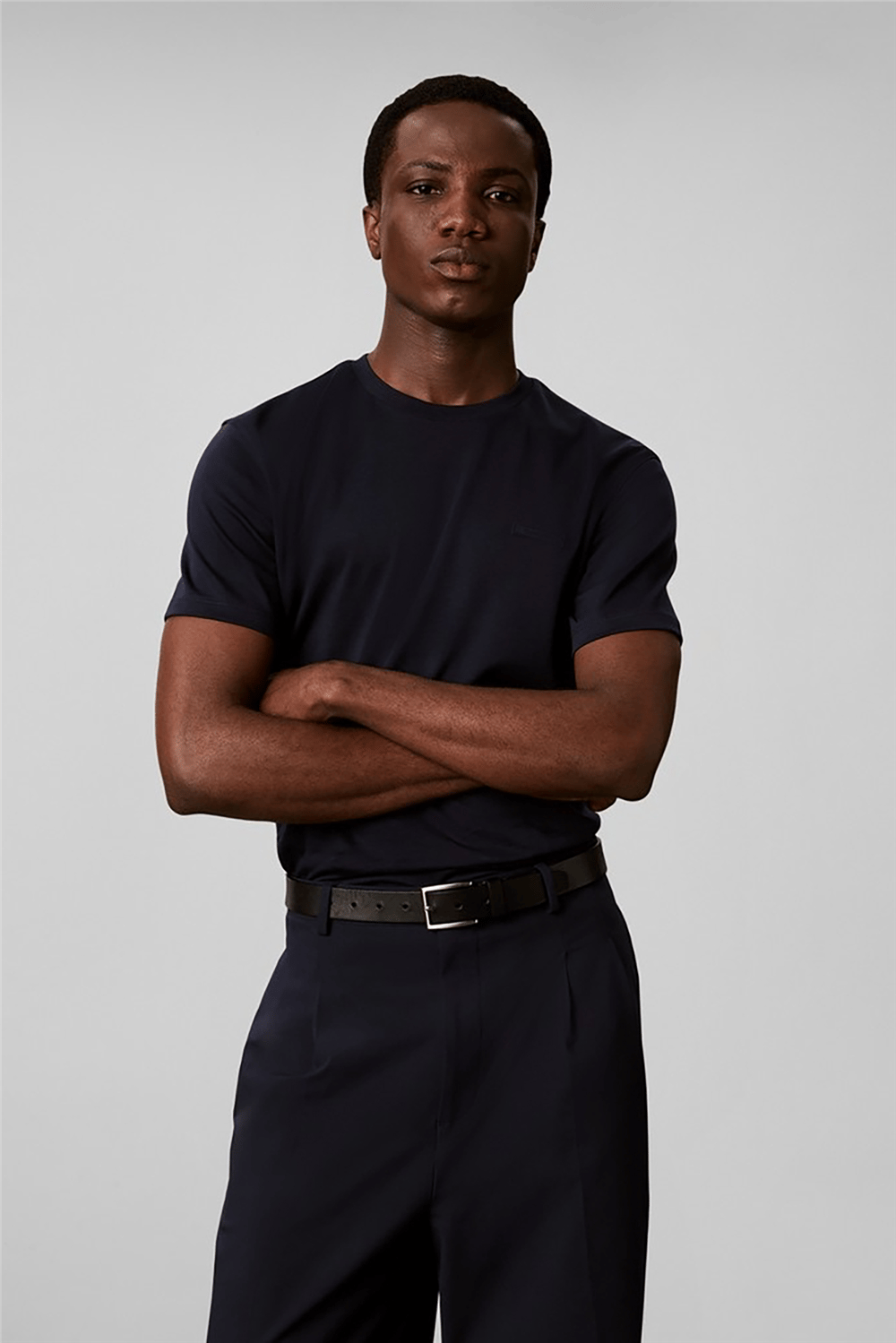 Calvin Klein Ss Slim Supima Logo Patch Tee Erkek Bisiklet Yaka T-Shirt Lacivert
