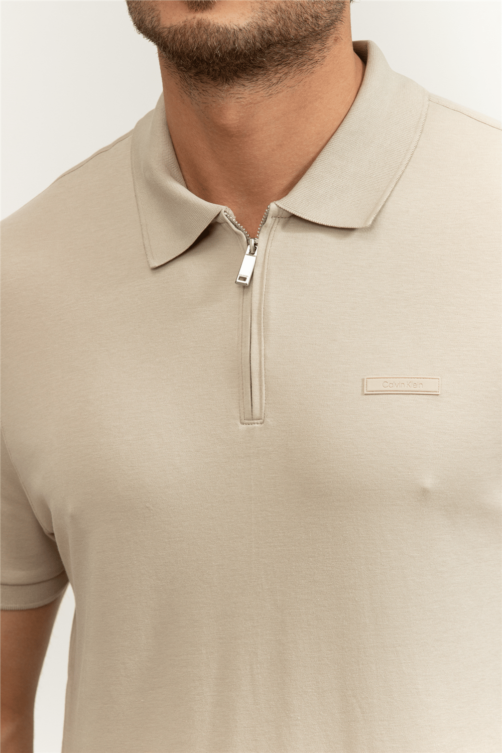 Calvin Klein SS Slim Supima Zip Polo Erkek Polo Yaka T-Shirt